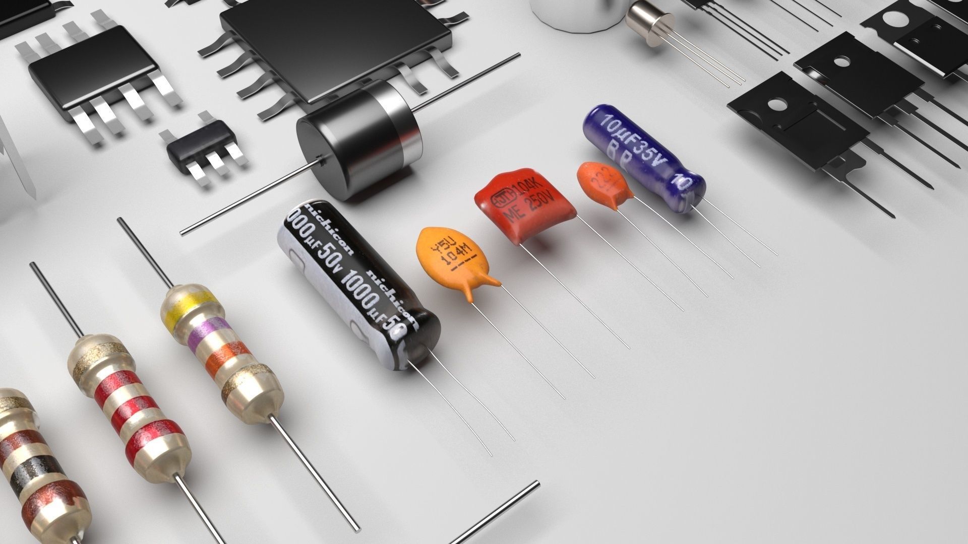 Electronic Components Set 3D model_2