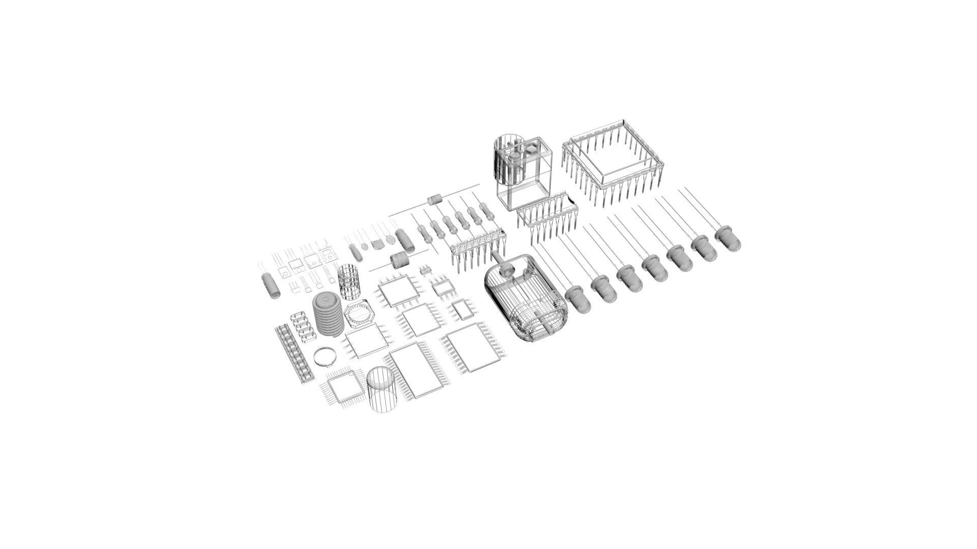 Electronic Components Set 3D model_42