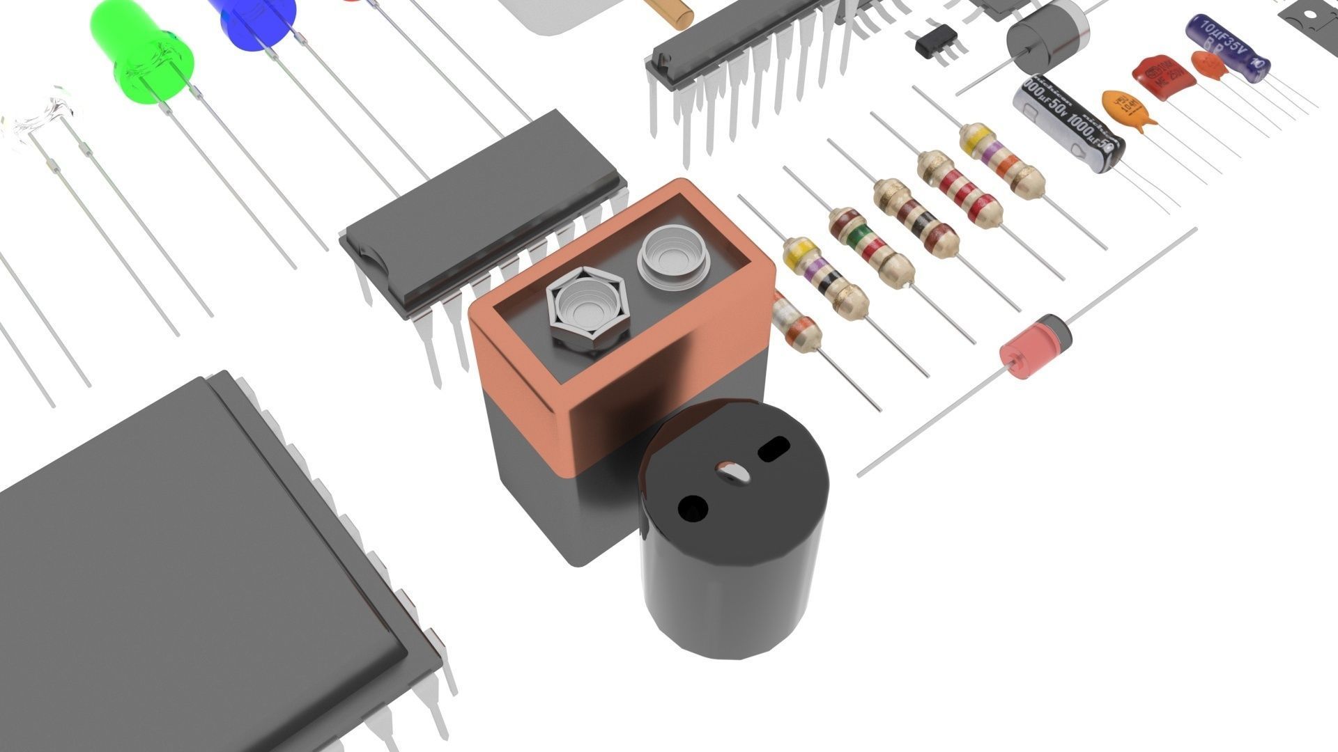 Electronic Components Set 3D model_36