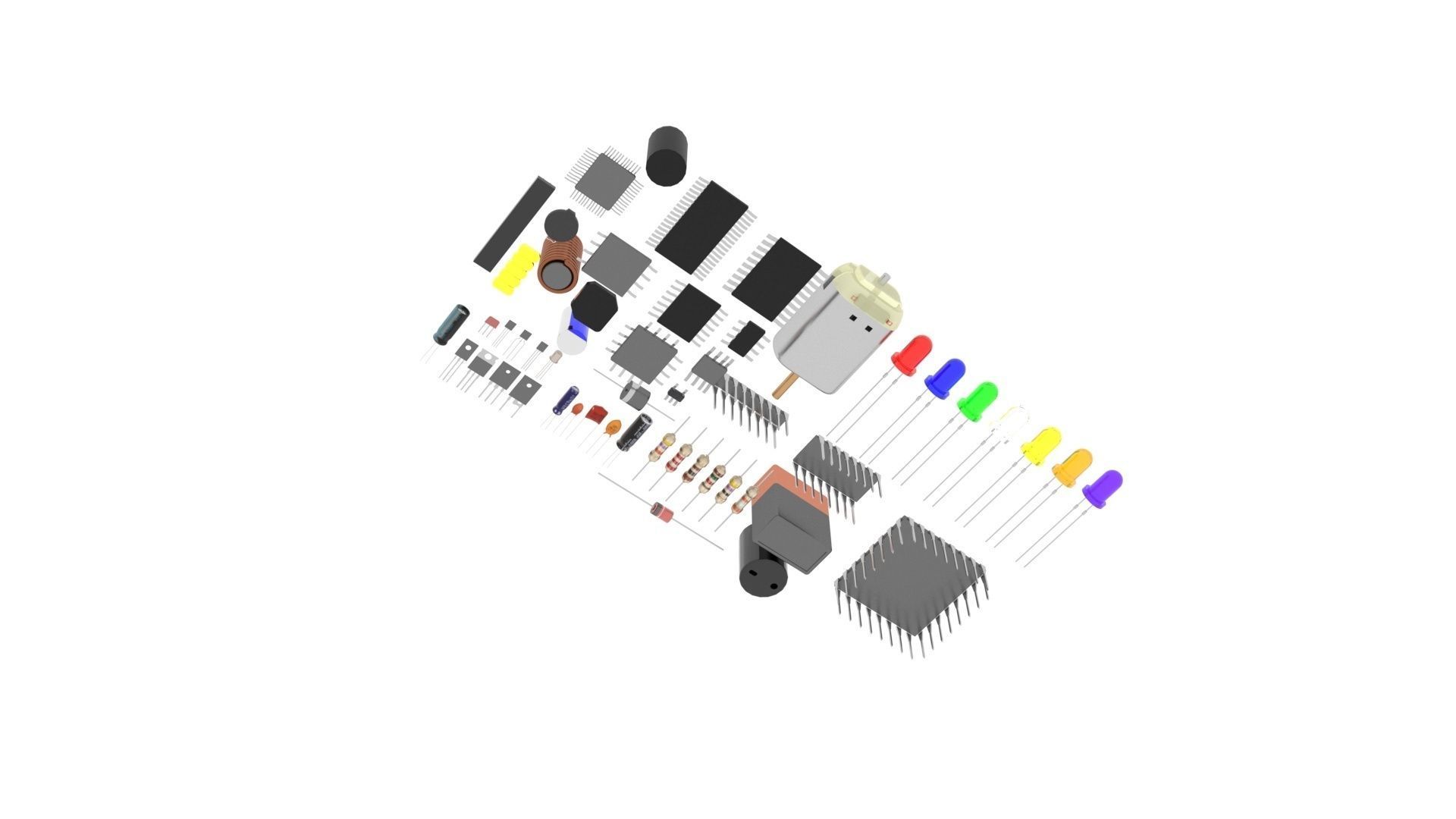 Electronic Components Set 3D model_34