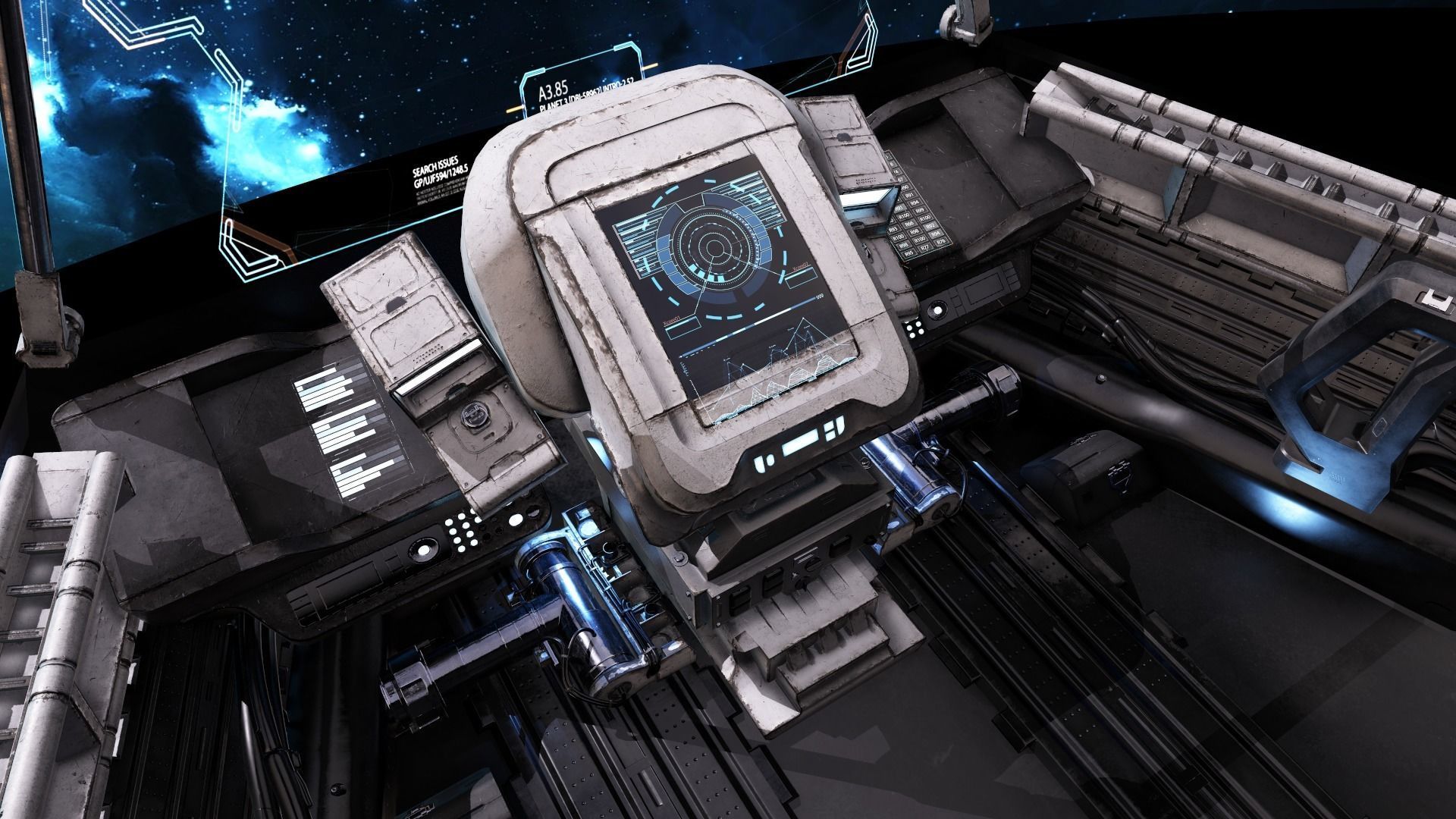 Spaceship Cockpit v1 Lowpoly PBR Low-poly 3D model_6