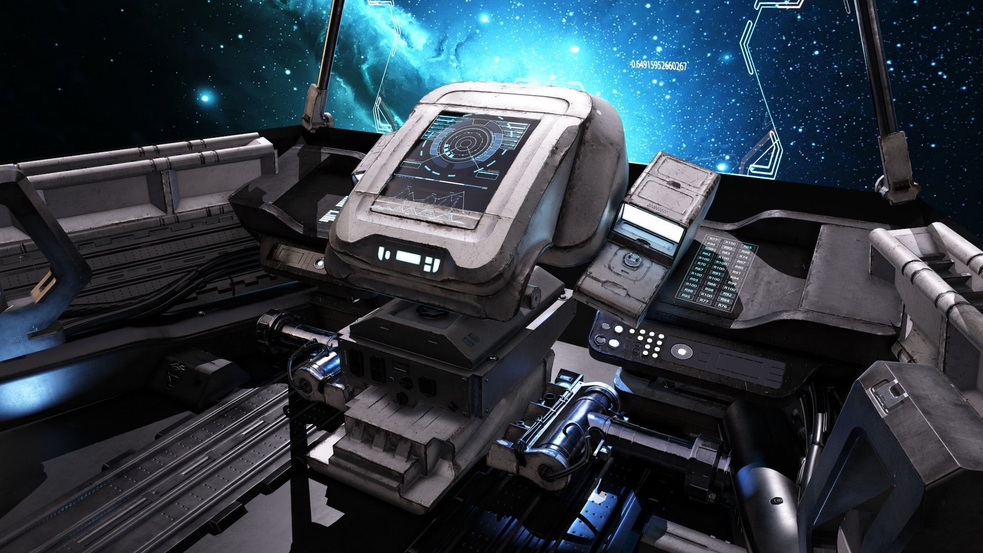 Spaceship Cockpit v1 Lowpoly PBR Low-poly 3D model_5