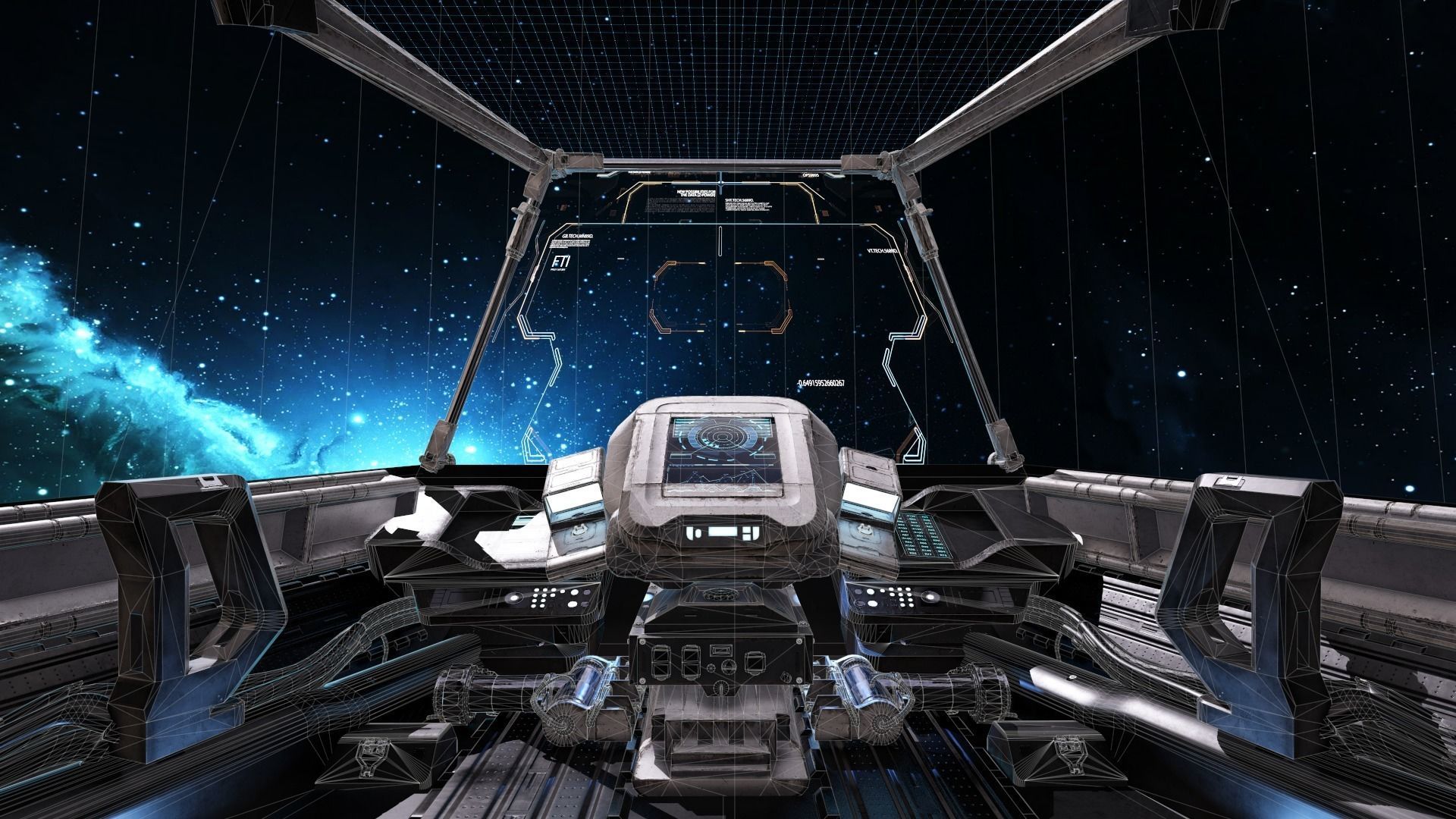 Spaceship Cockpit v1 Lowpoly PBR Low-poly 3D model_13