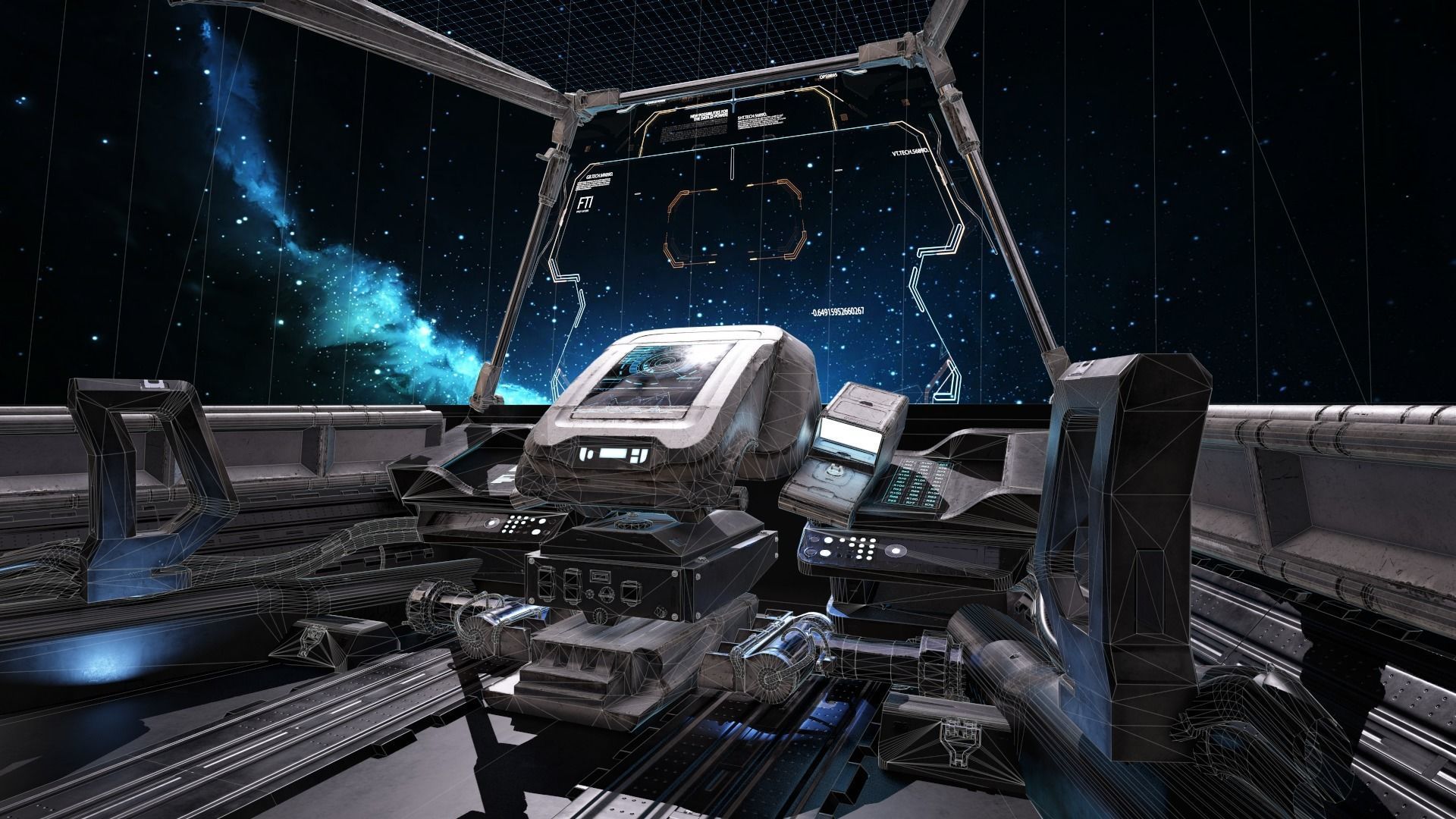 Spaceship Cockpit v1 Lowpoly PBR Low-poly 3D model_12