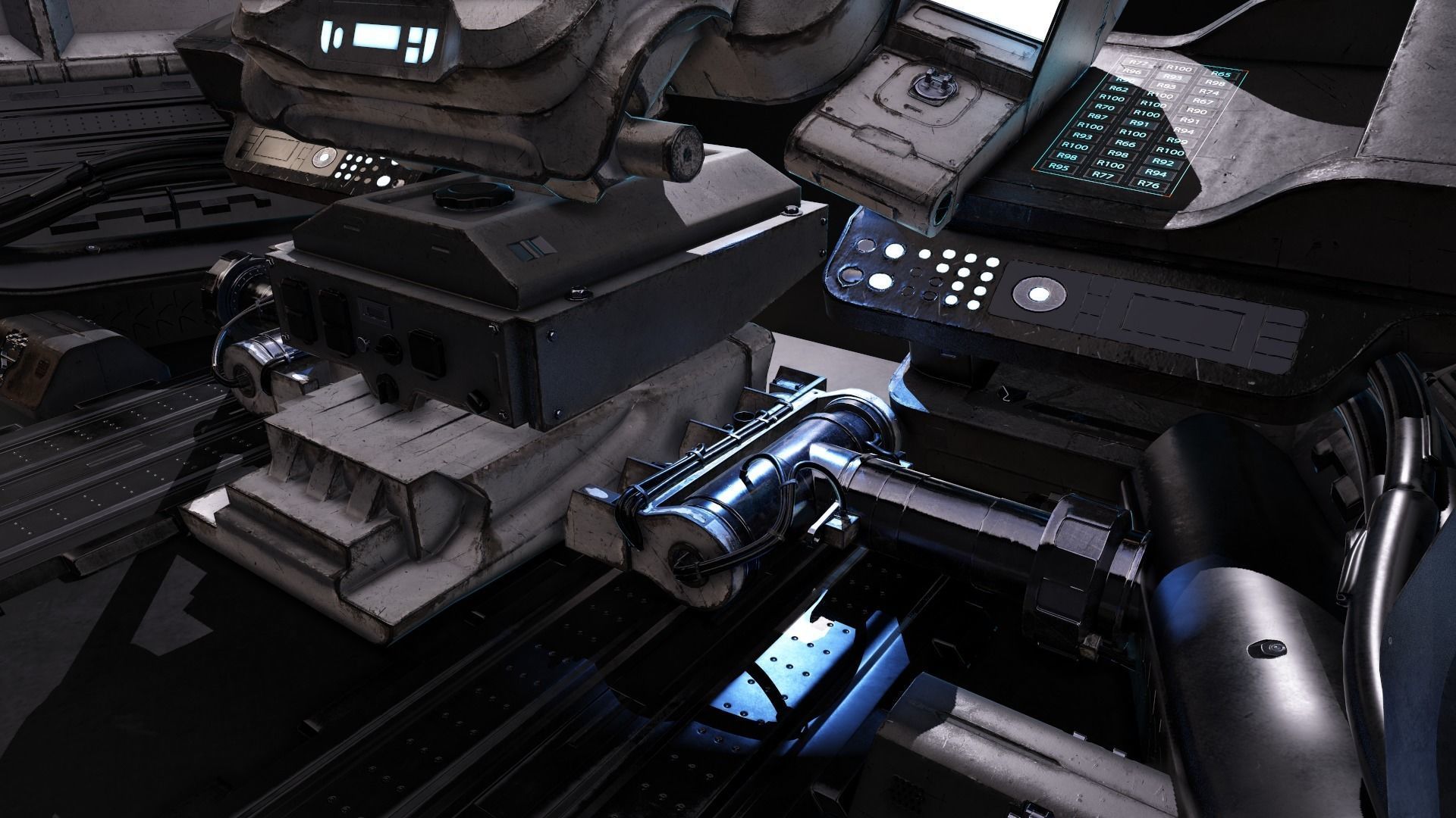 Spaceship Cockpit v1 Lowpoly PBR Low-poly 3D model_8