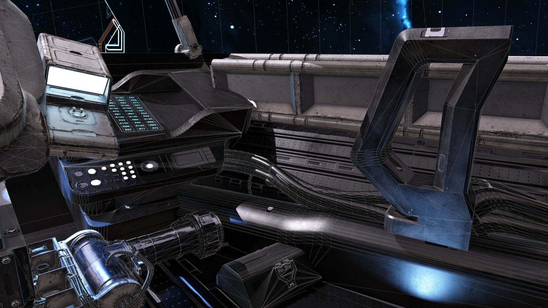 Spaceship Cockpit v1 Lowpoly PBR Low-poly 3D model_16