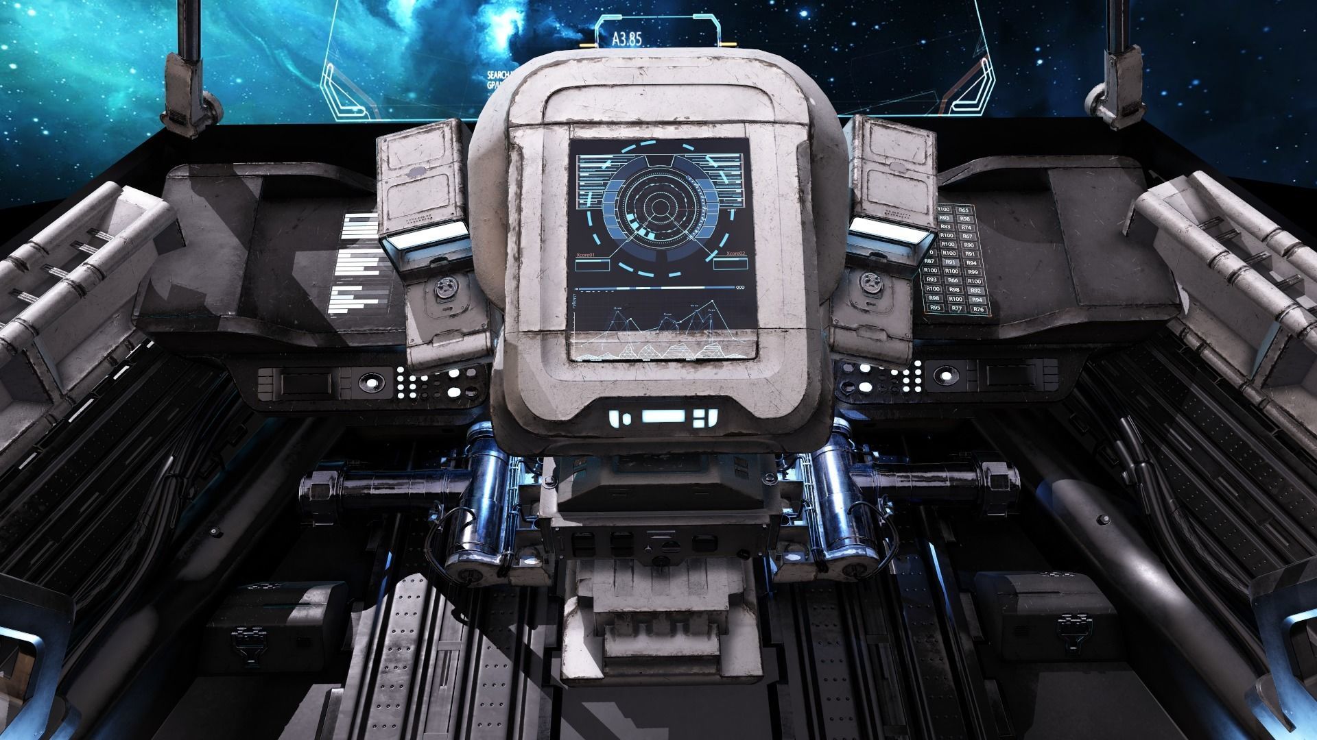 Spaceship Cockpit v1 Lowpoly PBR Low-poly 3D model_7