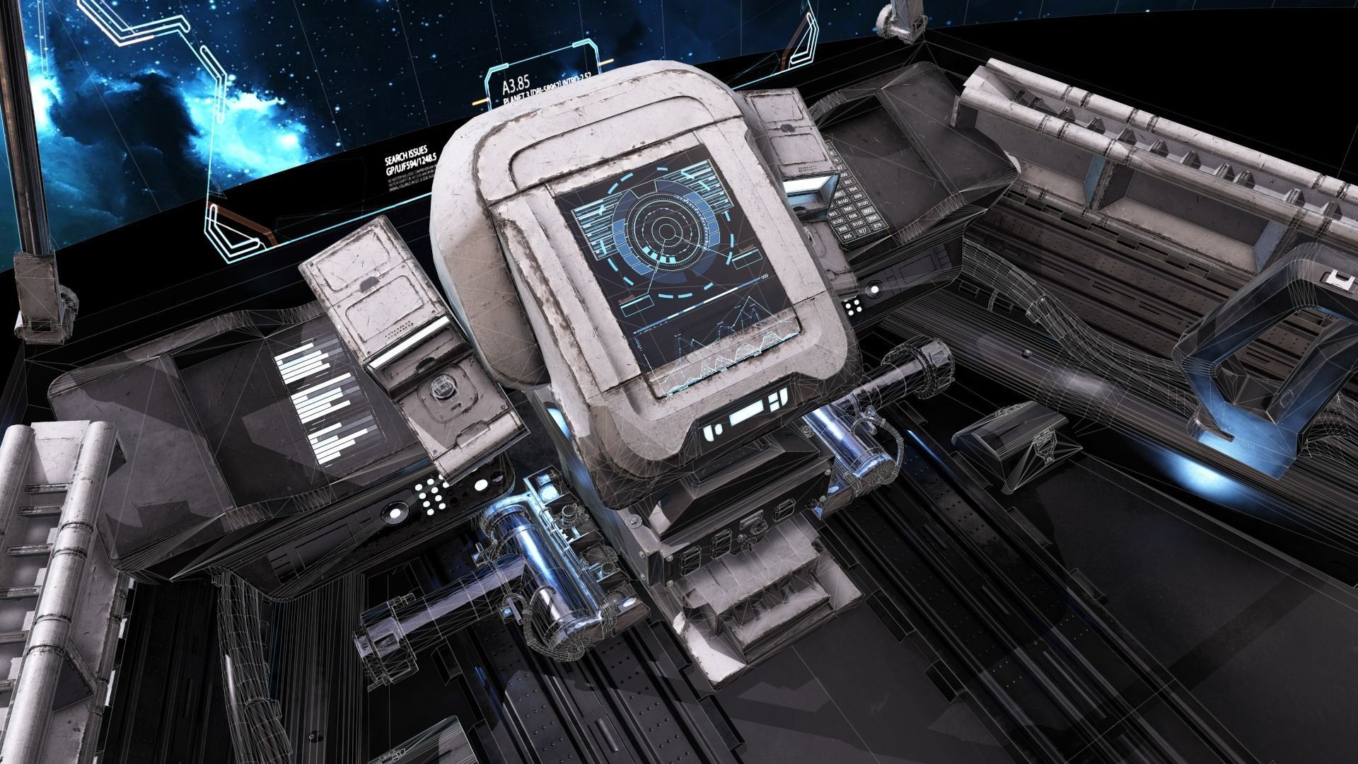 Spaceship Cockpit v1 Lowpoly PBR Low-poly 3D model_14