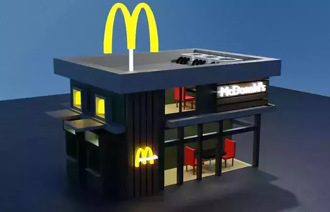 MCdonalds restaurant low poly Low-poly 3D model