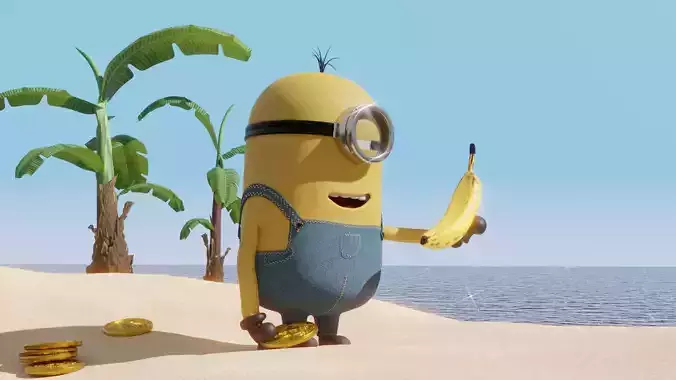 Rigged body and mouth plus textured minion 3D model
