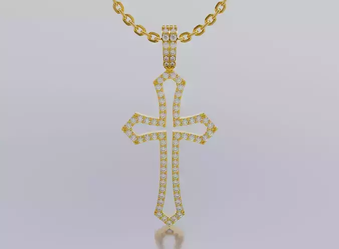 Cross gold logo with diamond in middle