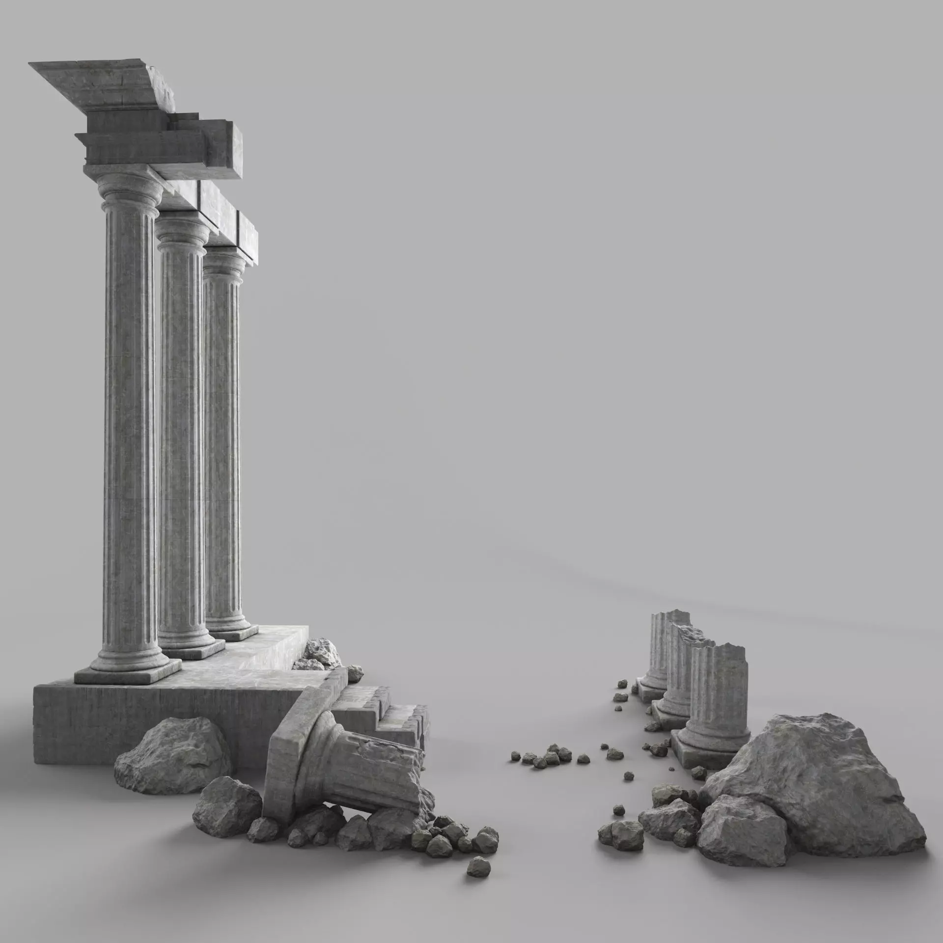 Damaged Pillars 3D model