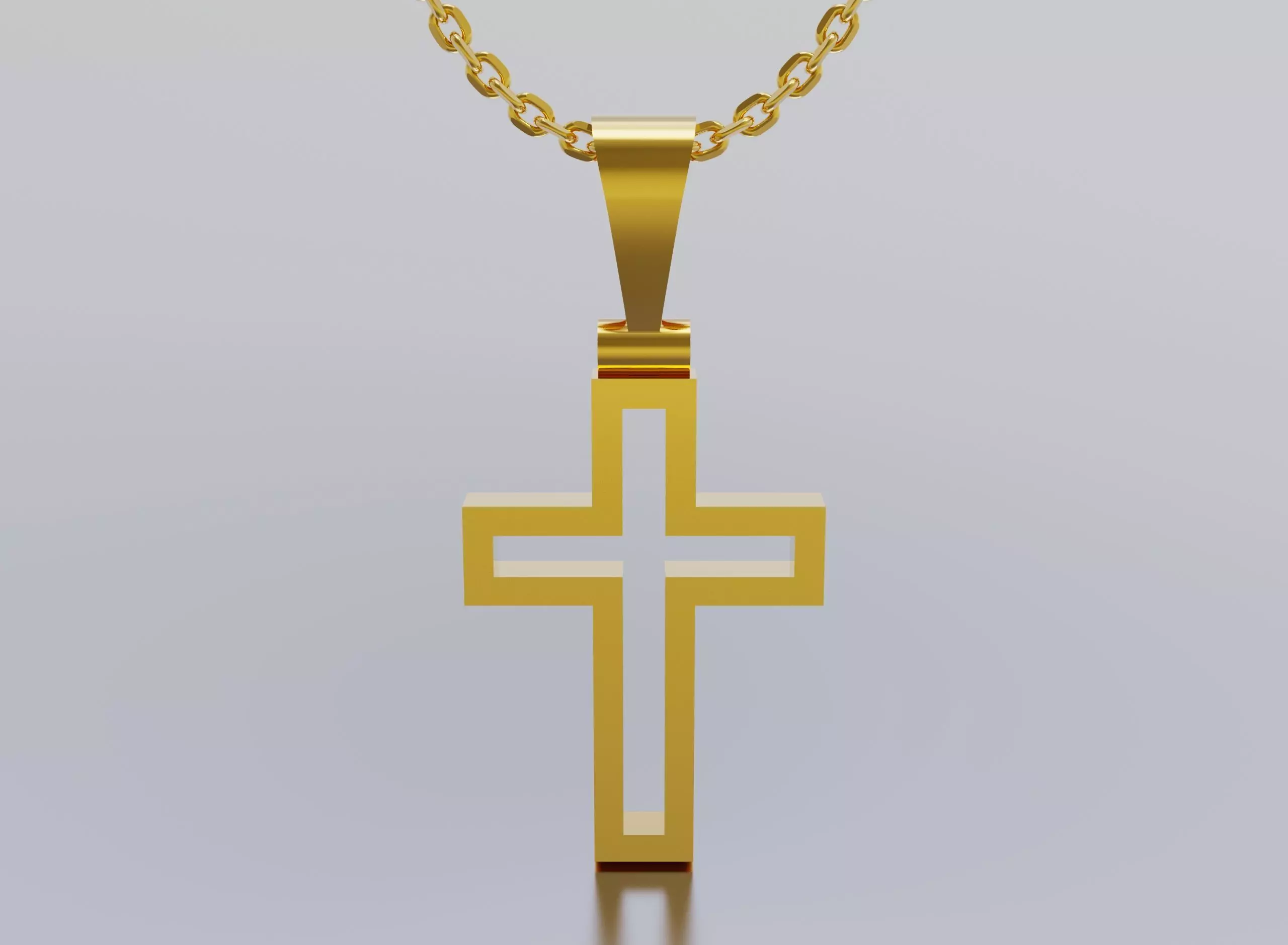 cross gold logo with diamond in middle 3D print model_0
