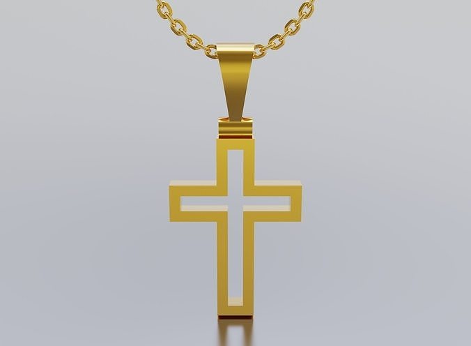 cross gold logo with diamond in middle 3D print model