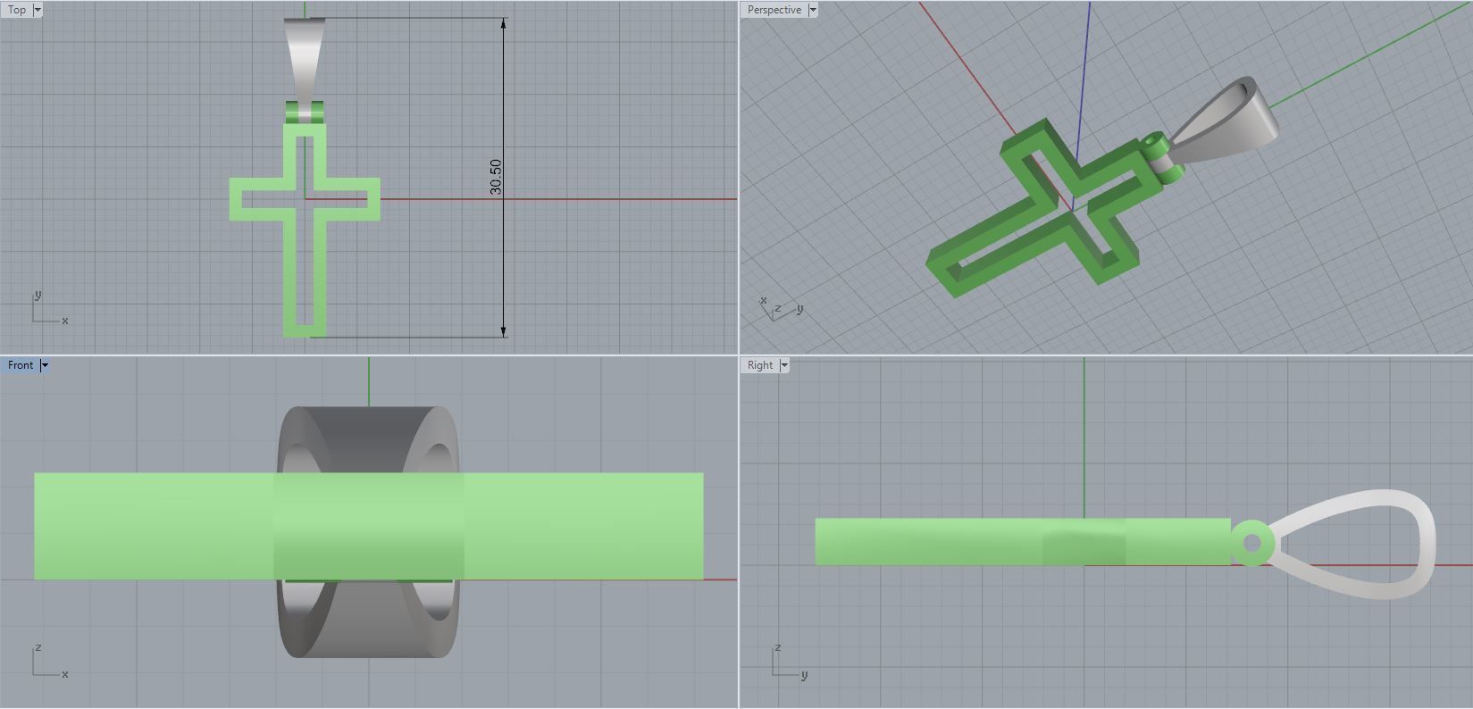 cross gold logo with diamond in middle 3D print model_2
