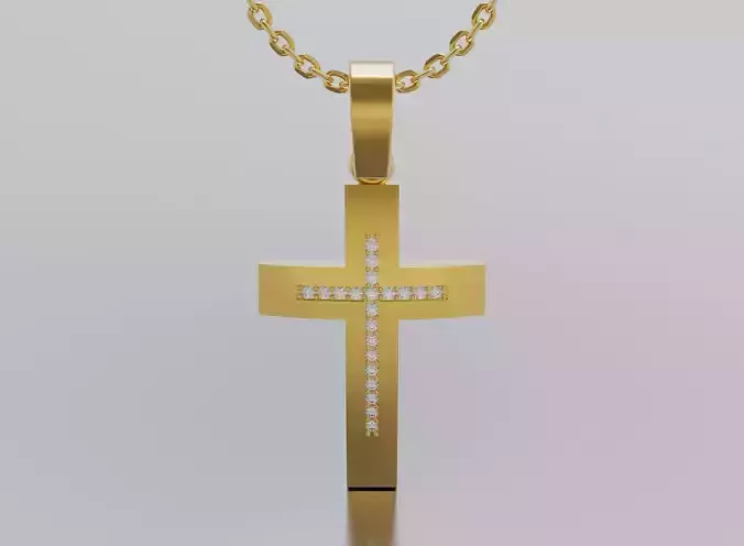 cross gold logo with diamond in middle