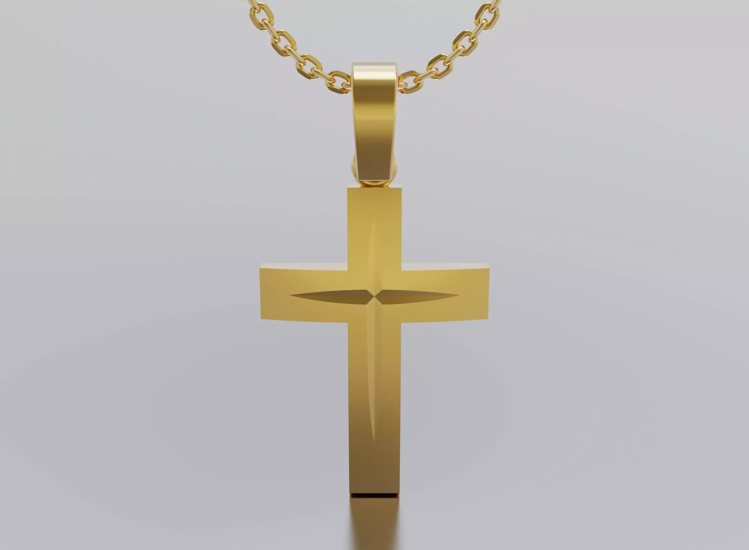 cross gold logo with diamond in middle 3D print model_0