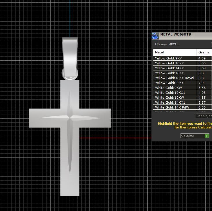 cross gold logo with diamond in middle 3D print model_3