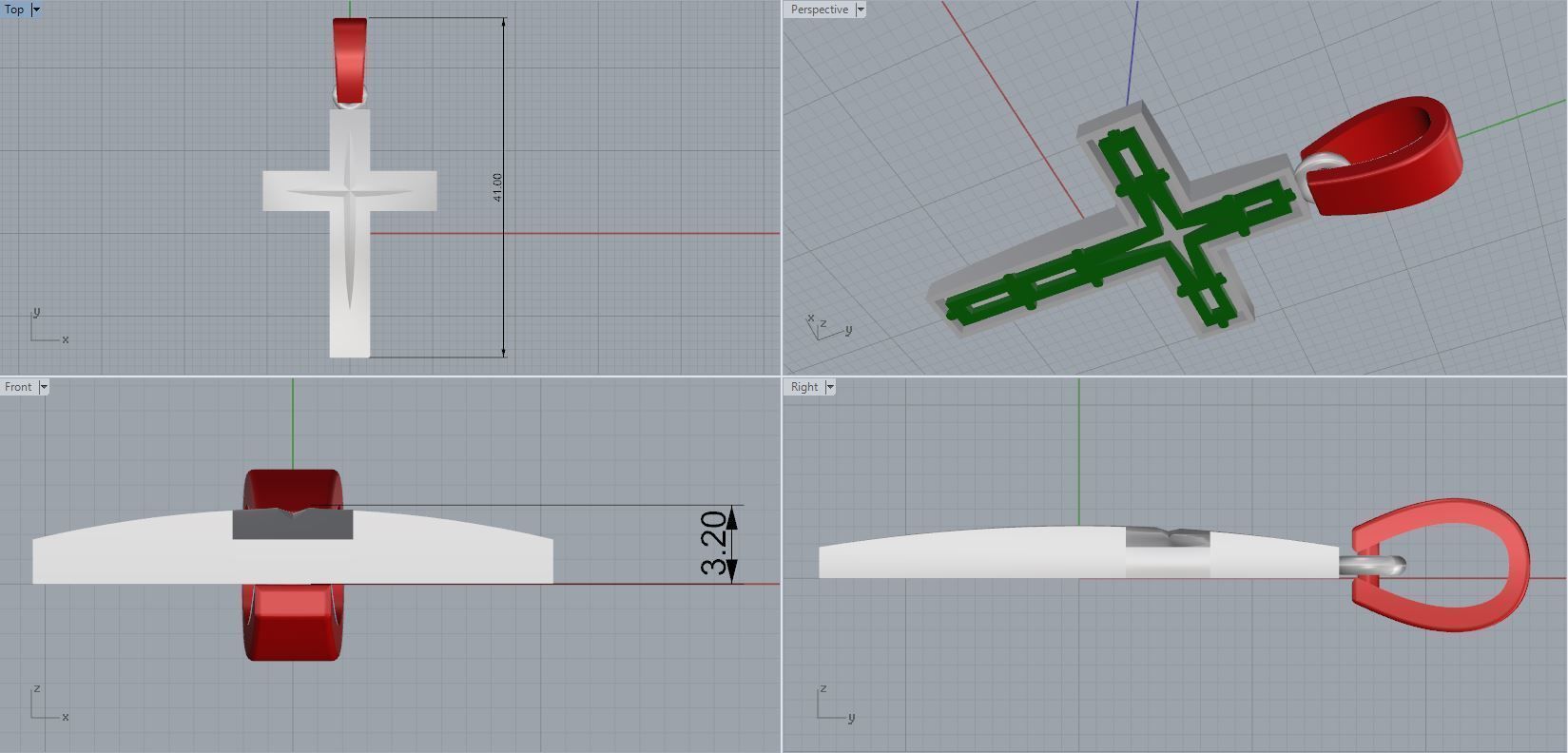 cross gold logo with diamond in middle 3D print model_2