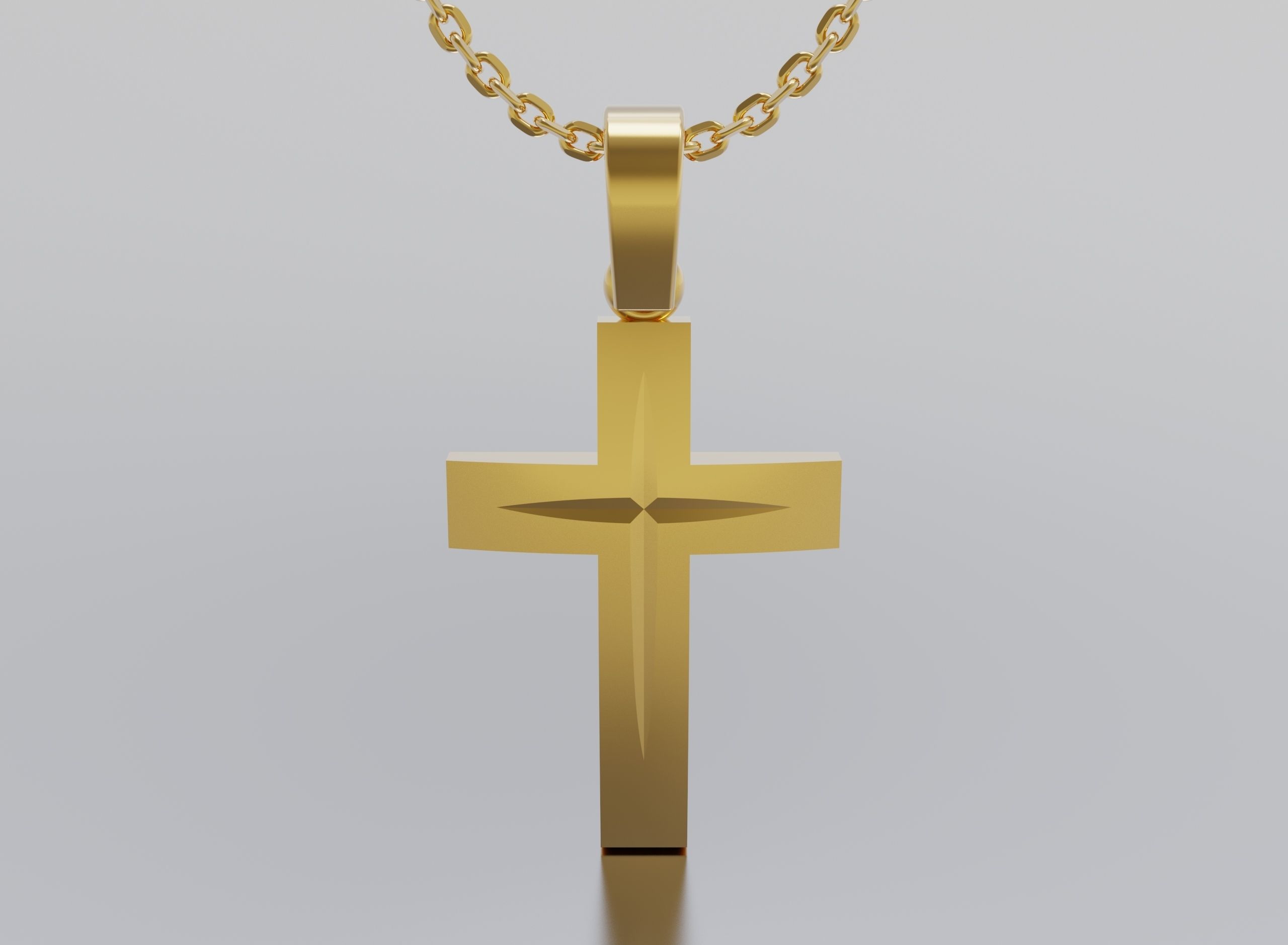 cross gold logo with diamond in middle 3D print model_1