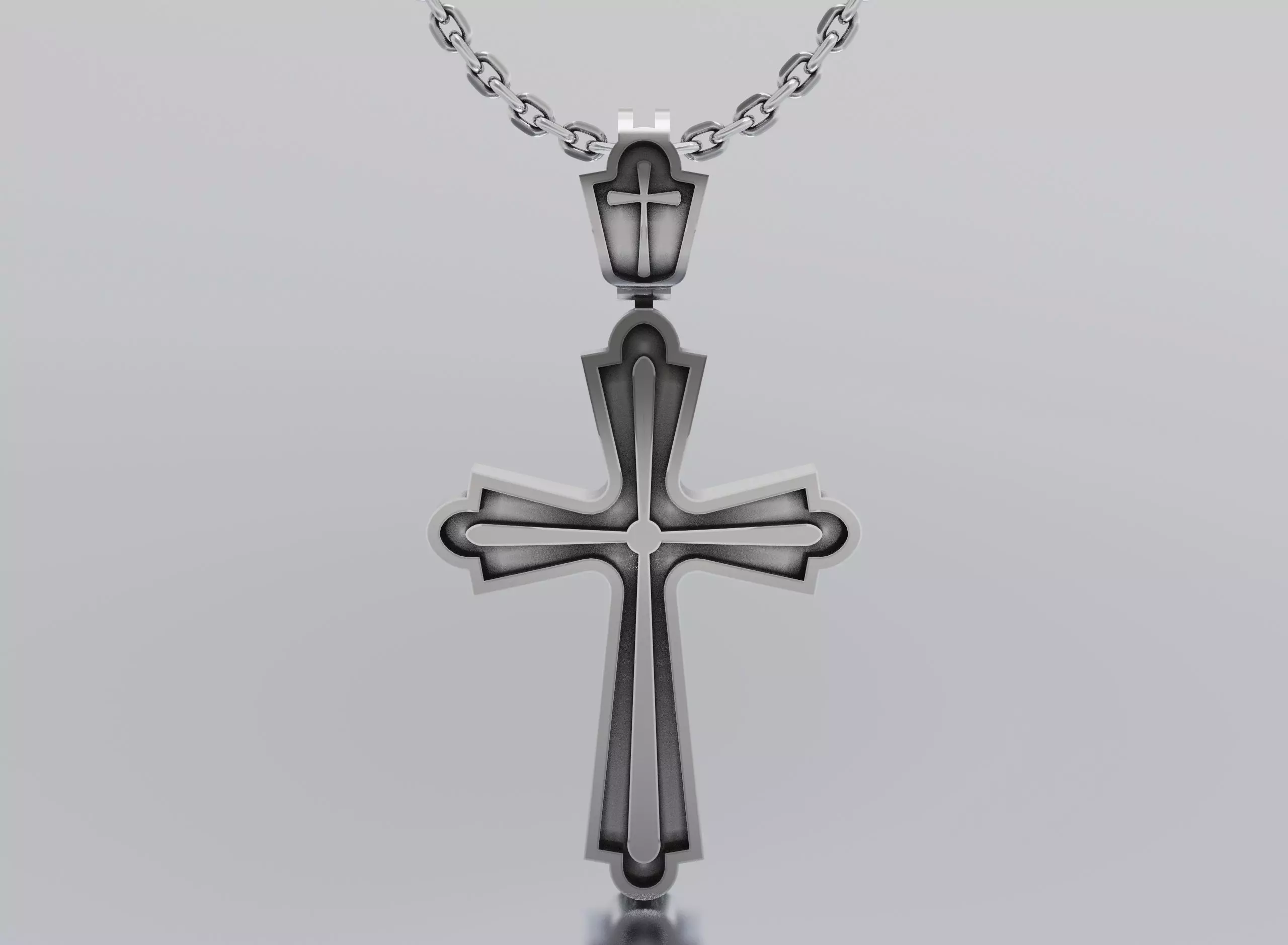 cross christian pendant 3D print model_0