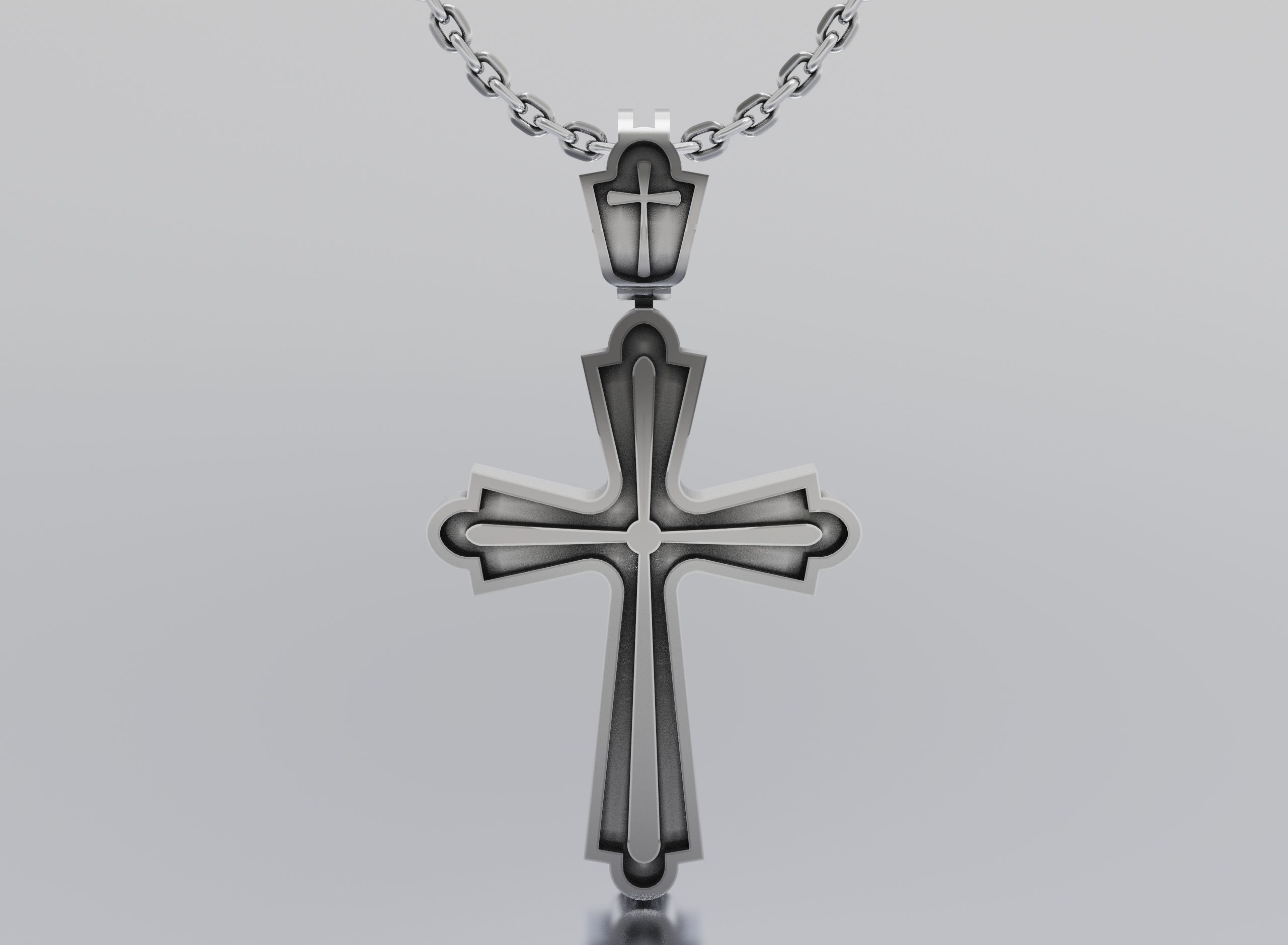 cross christian pendant 3D print model_1