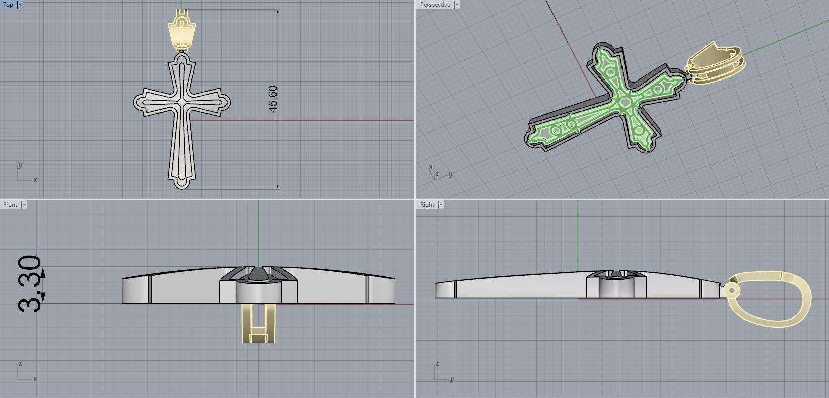 cross christian pendant 3D print model_2