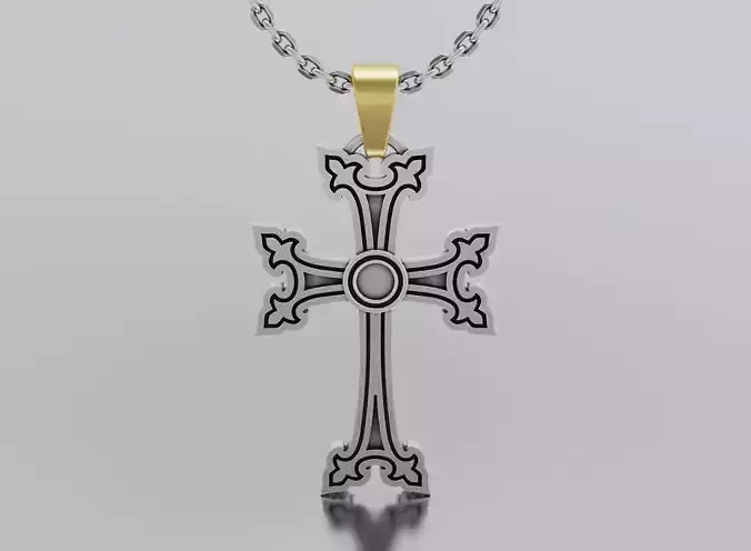 cross ornate pendant on chain