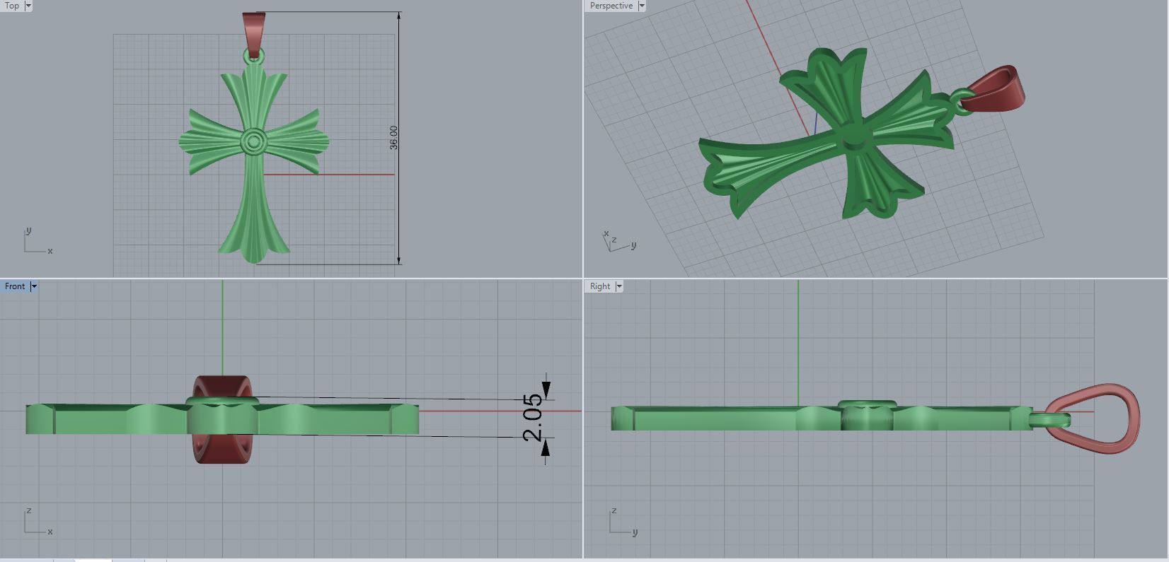 cross gold logo with diamond in middle 3D print model_2