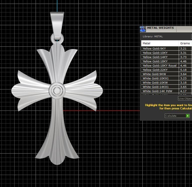 cross gold logo with diamond in middle 3D print model_3