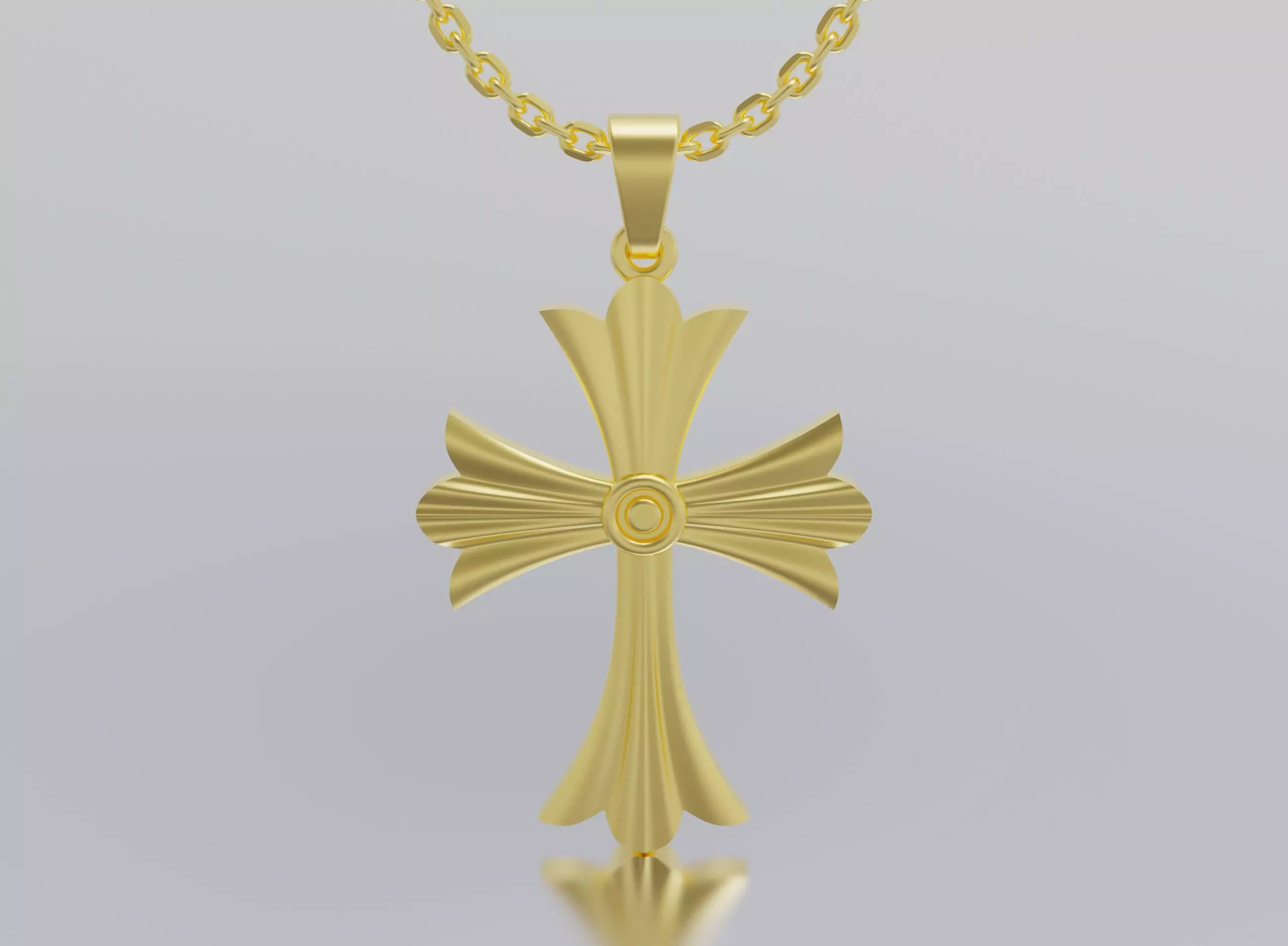 cross gold logo with diamond in middle 3D print model_0