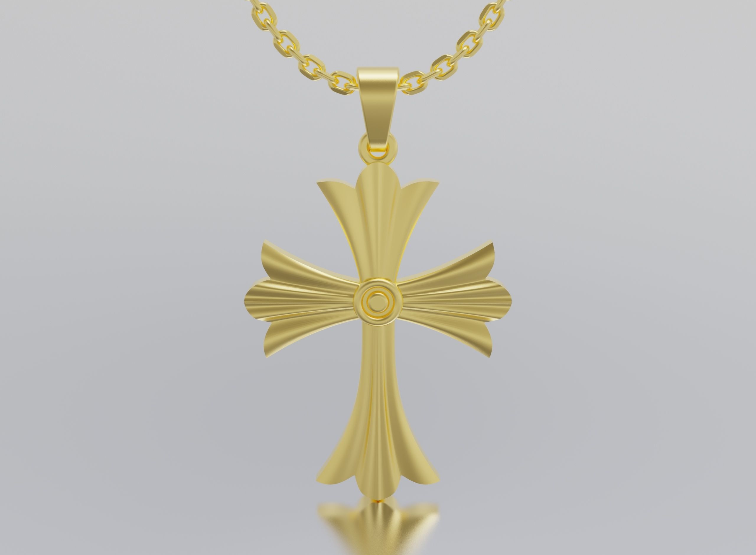 cross gold logo with diamond in middle 3D print model_1