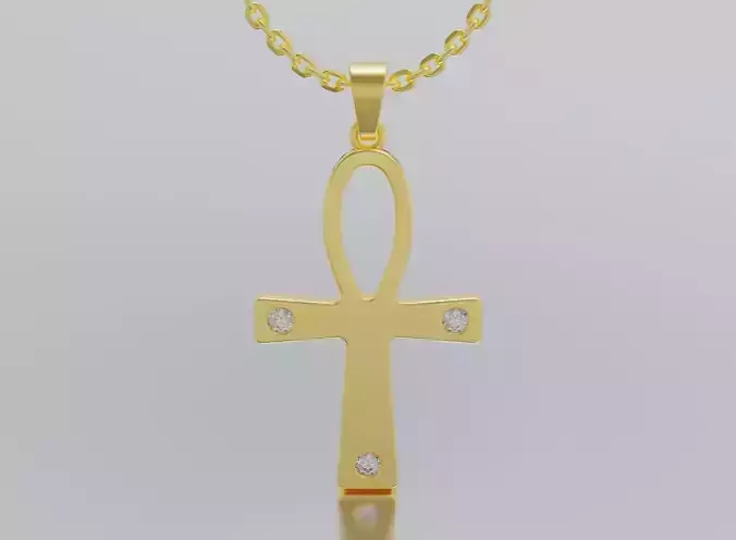 cross gold logo with diamond in middle
