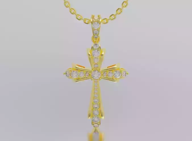 cross gold logo with diamond in middle