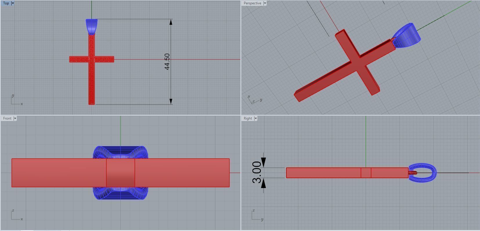 cross gold logo with diamond in middle 3D print model_2