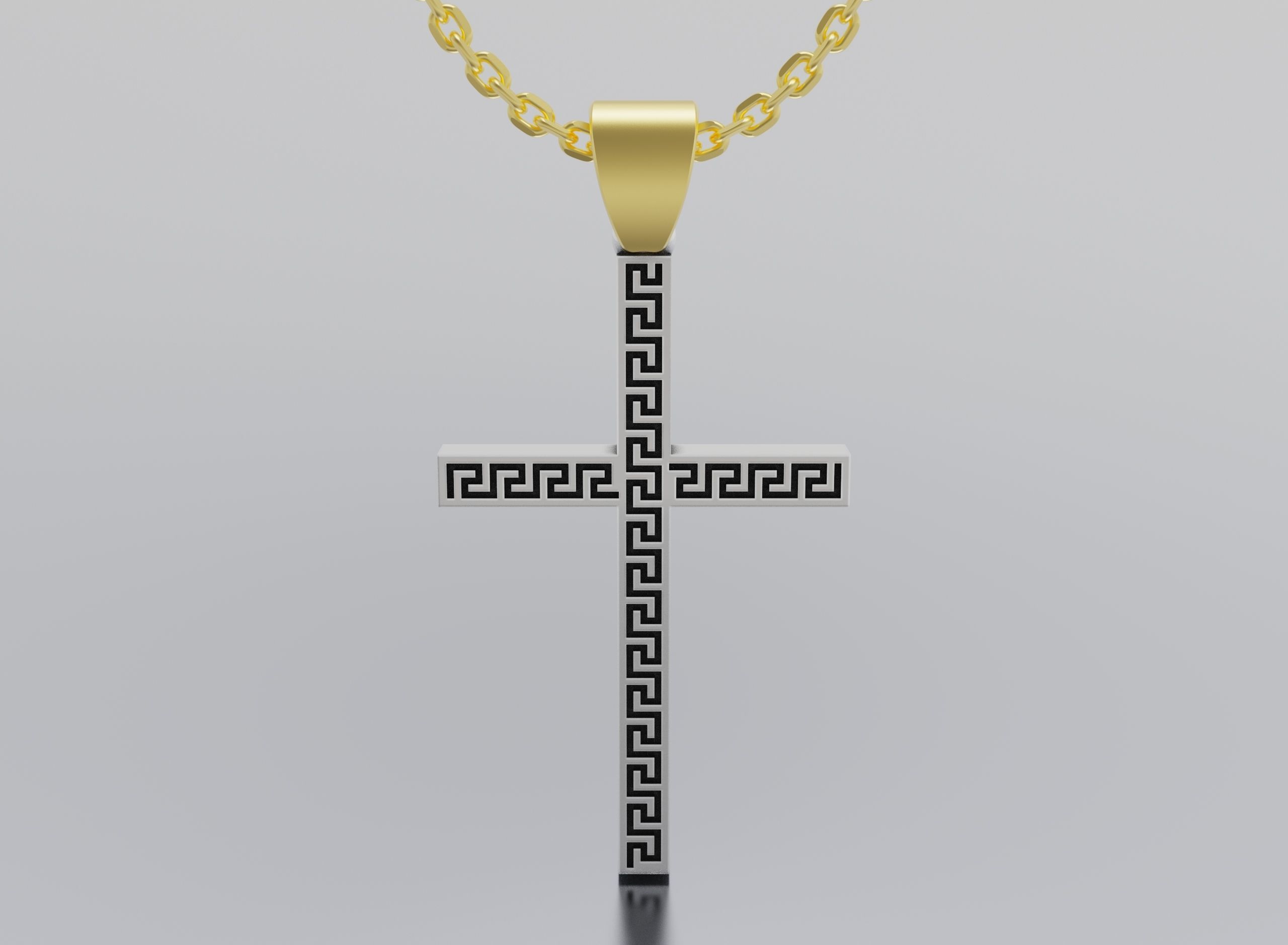 cross gold logo with diamond in middle 3D print model_1
