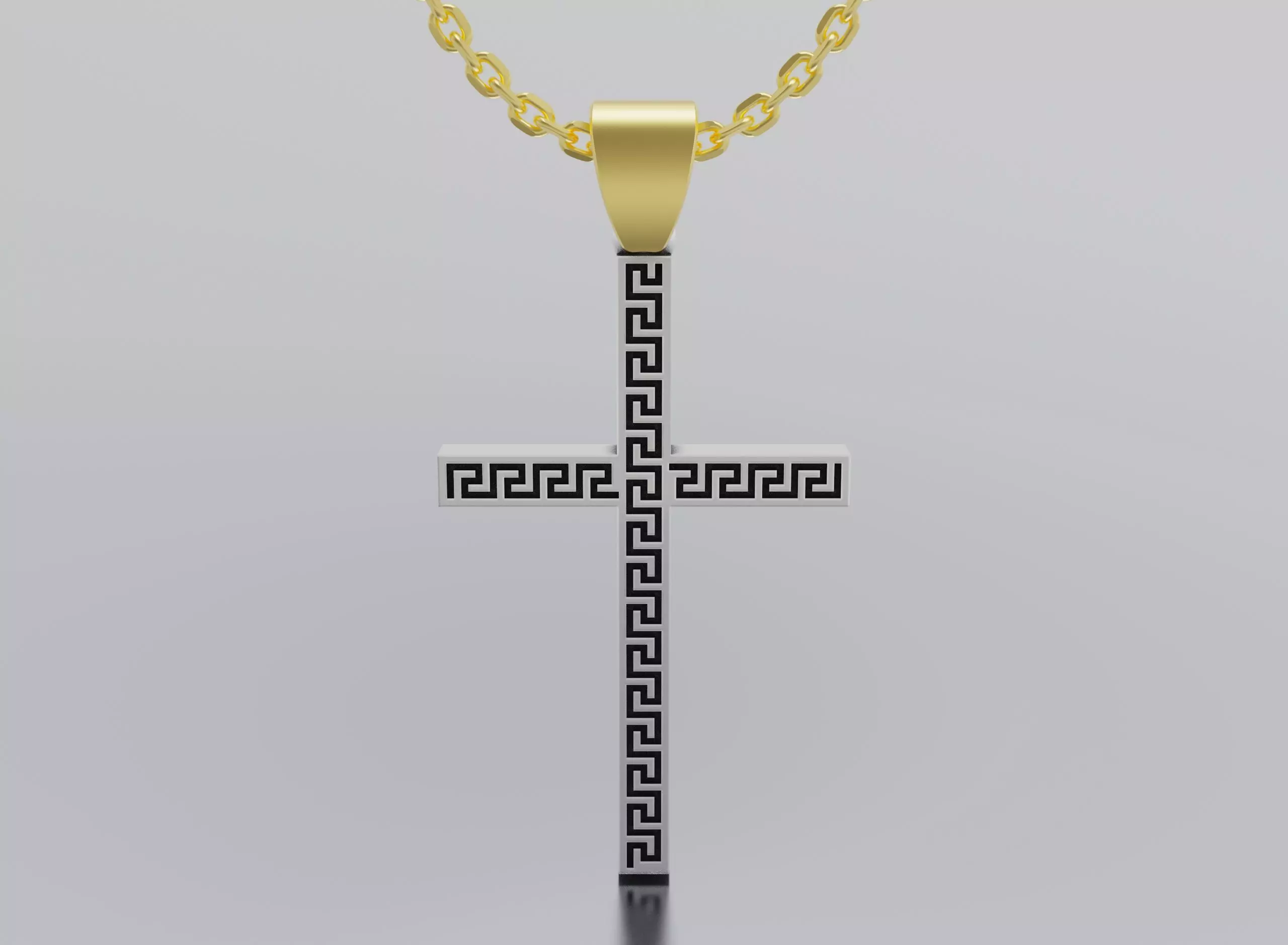 cross gold logo with diamond in middle 3D print model_0