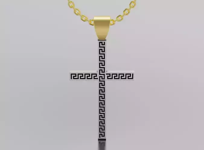 cross gold logo with diamond in middle