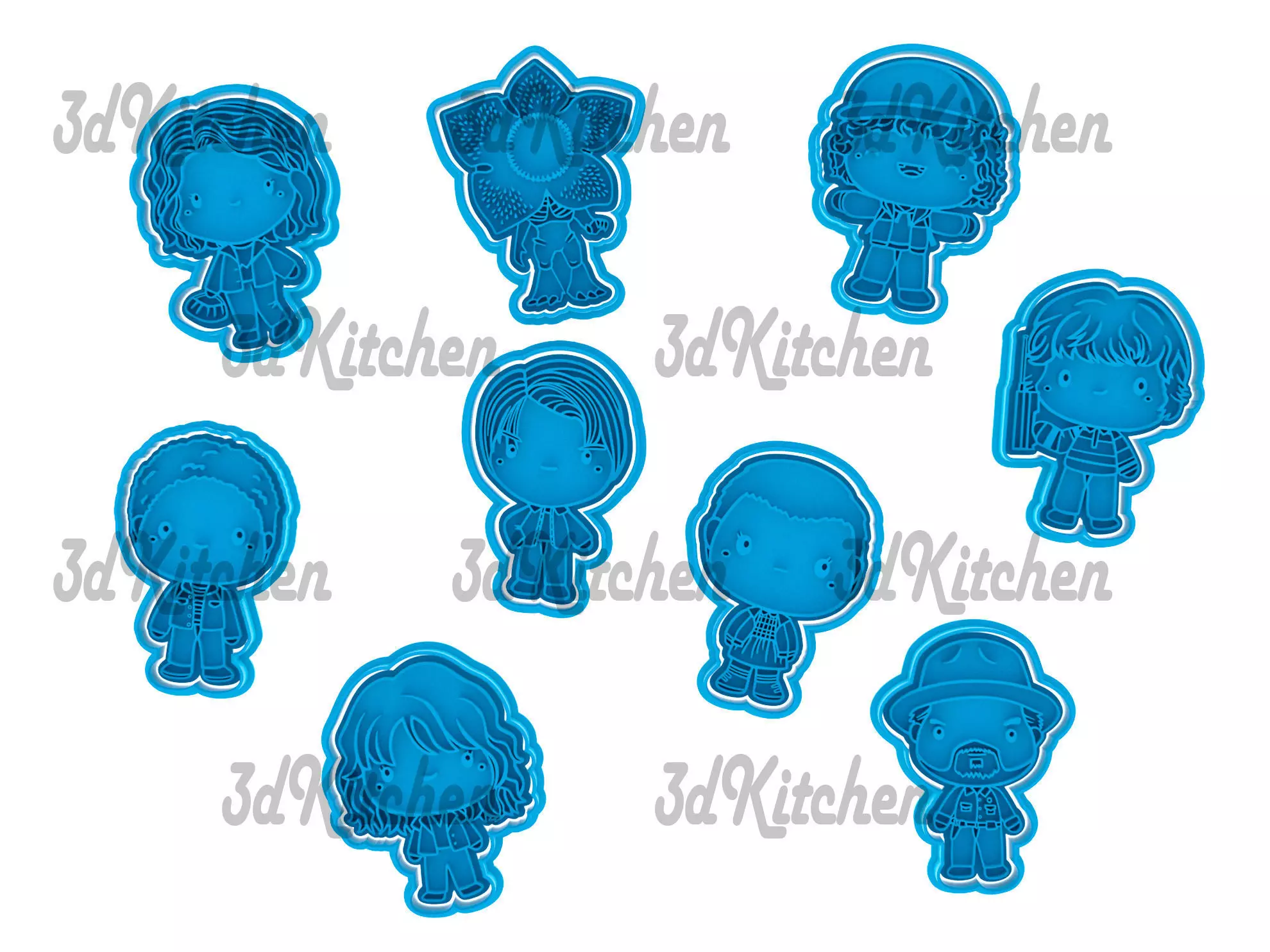 Stranger Things cookie cutters STL files 3D print model 3D print 3D print model_0