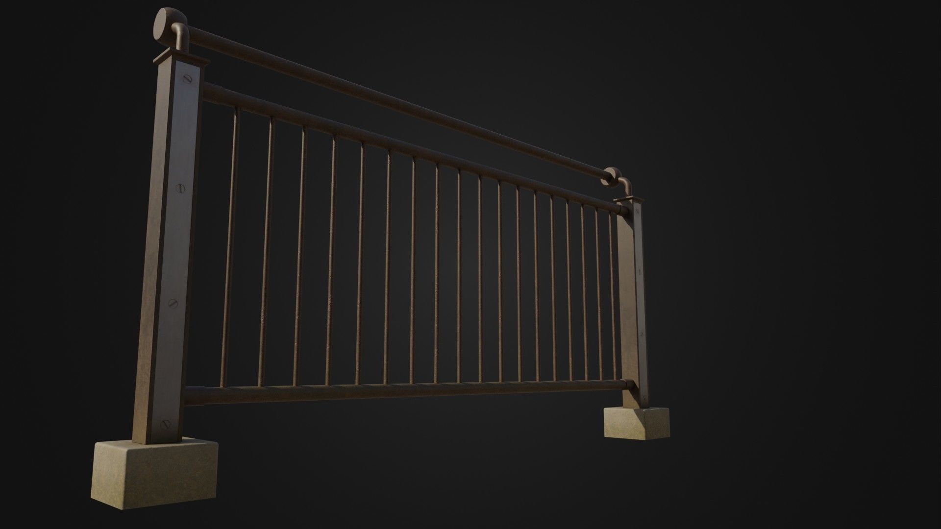 Fence 03 Low-poly 3D model_7