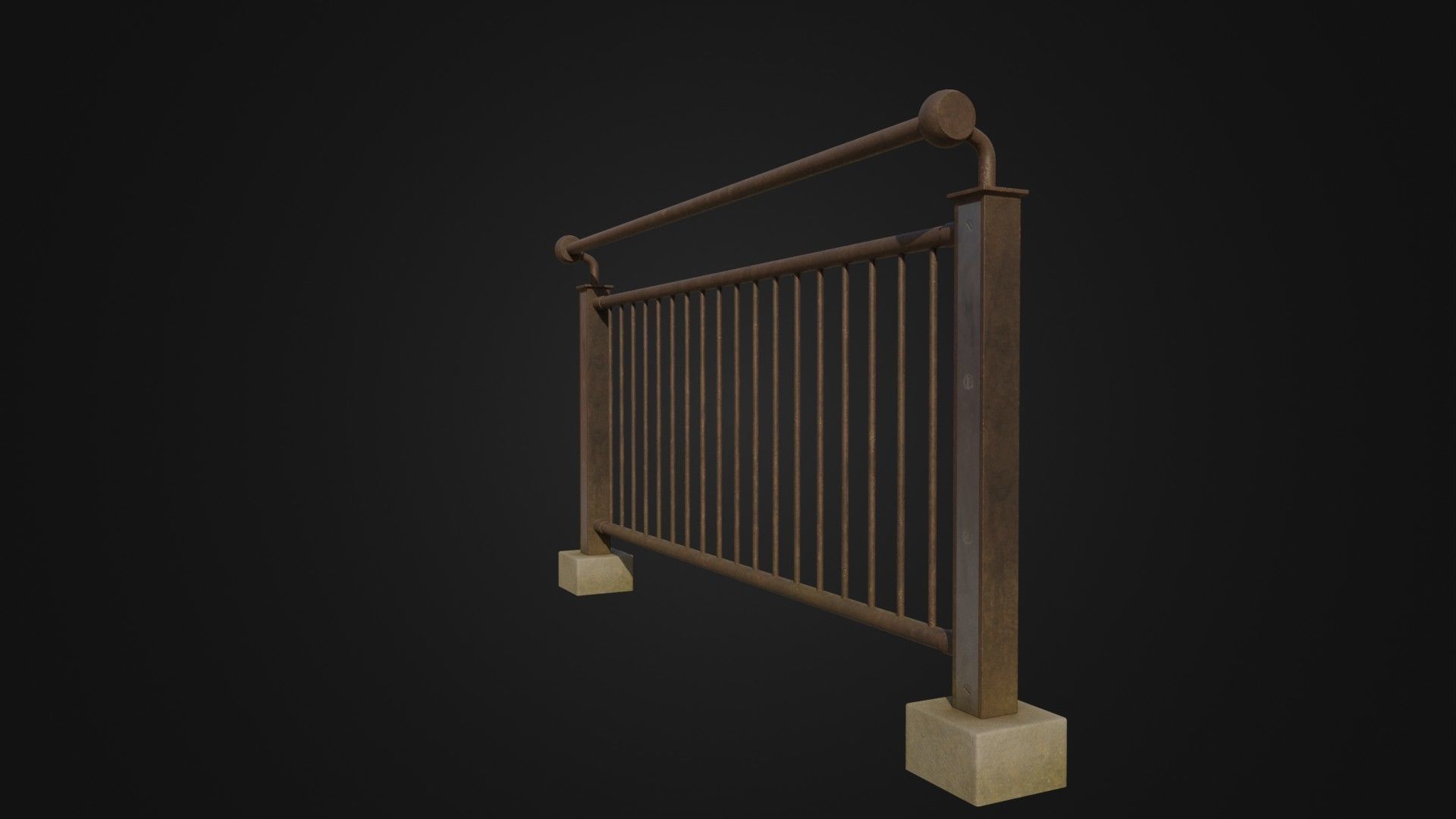 Fence 03 Low-poly 3D model_1