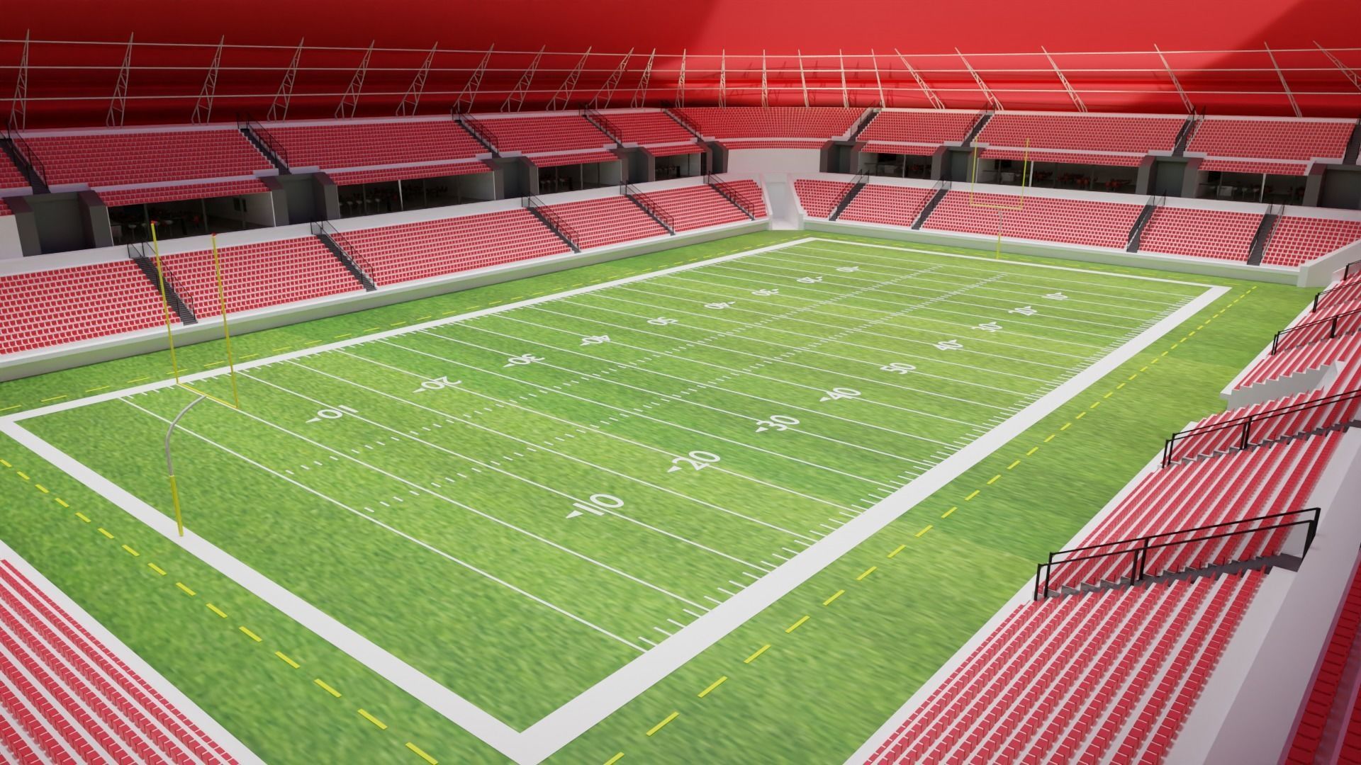 American Football Stadium Low-poly 3D model_3
