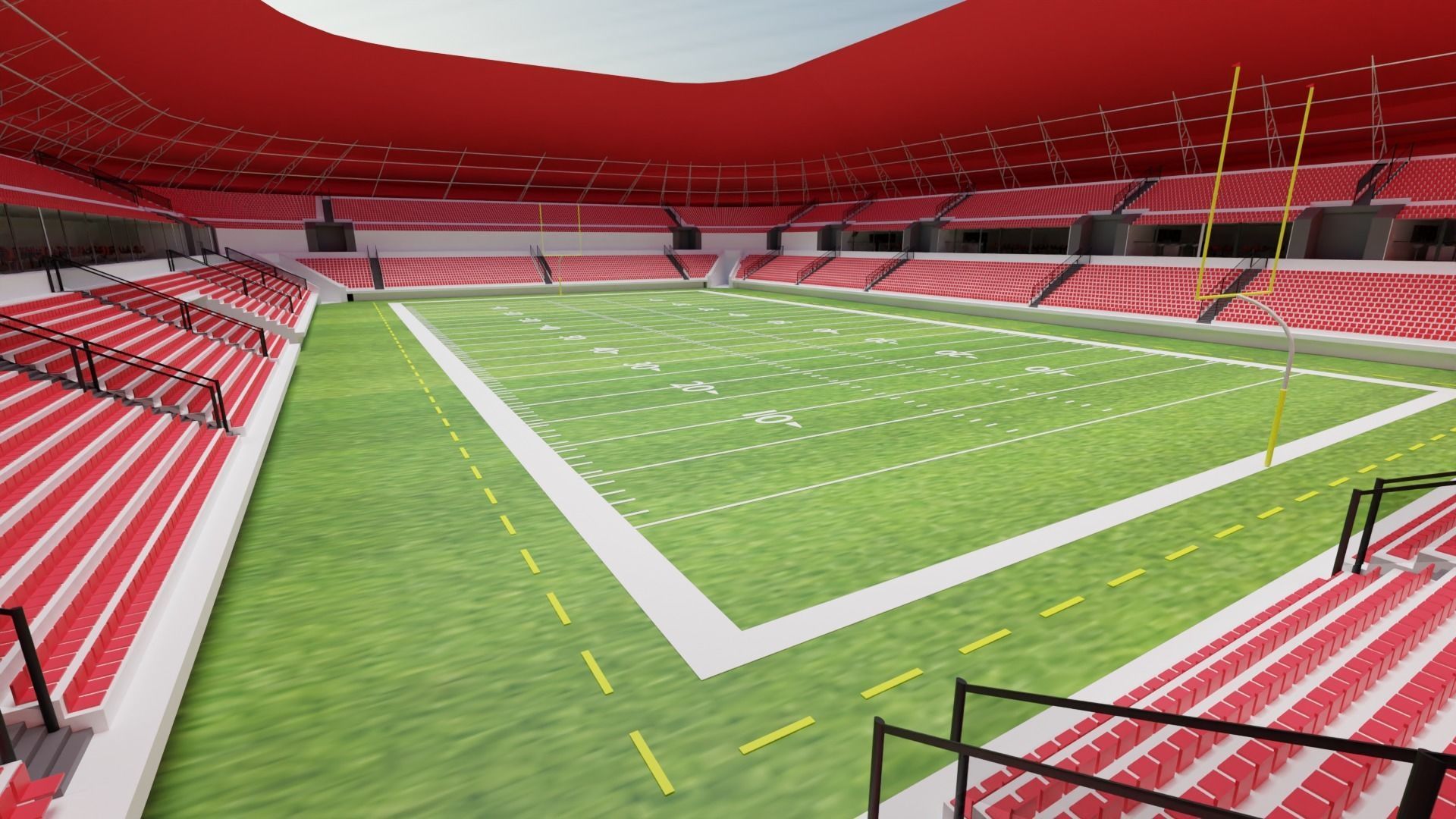American Football Stadium Low-poly 3D model_5