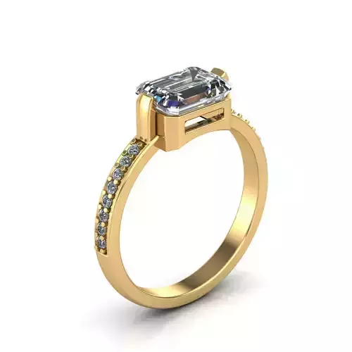 Engagement ring with emerald center 3D print model