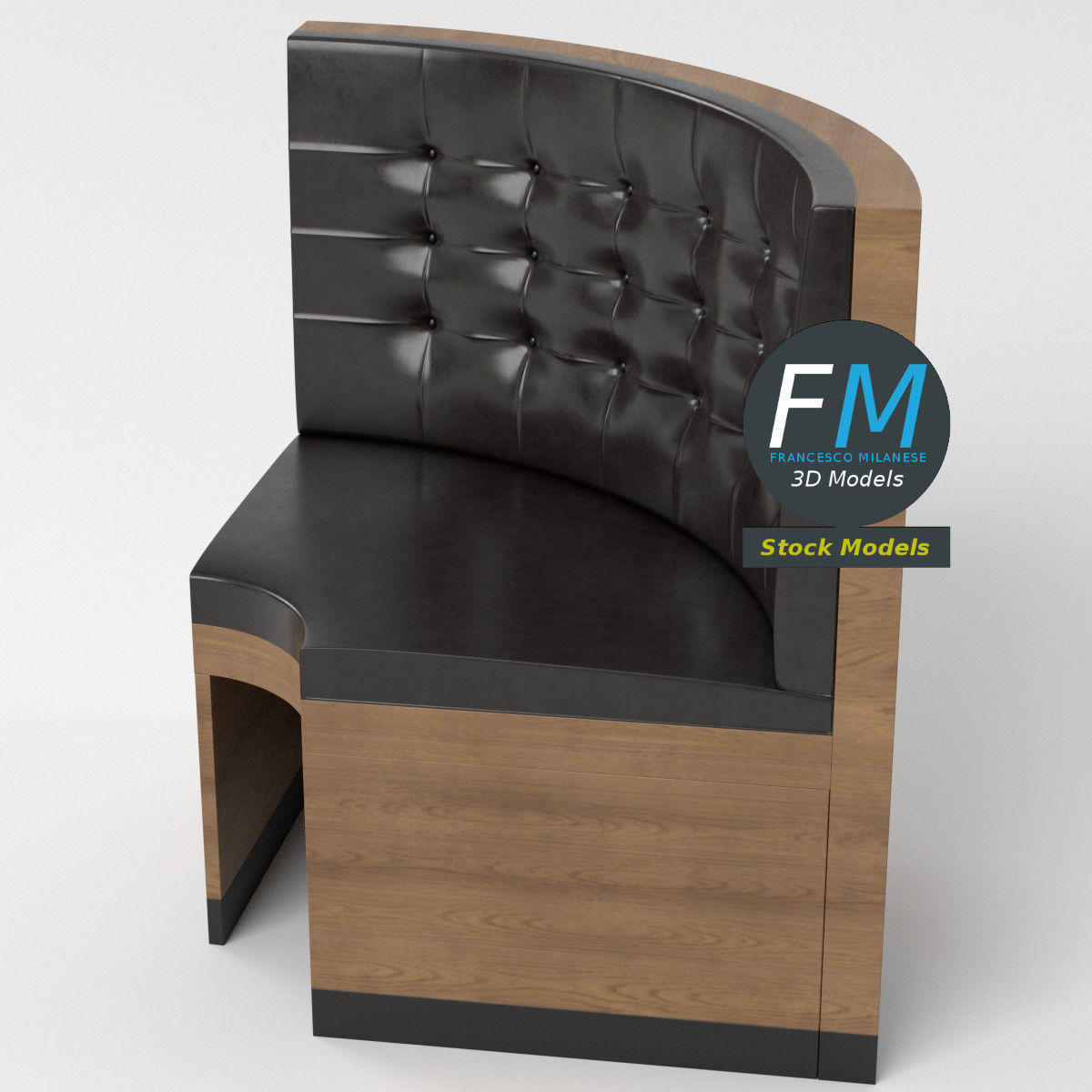 Diner booth corner couch 3 3D model_5