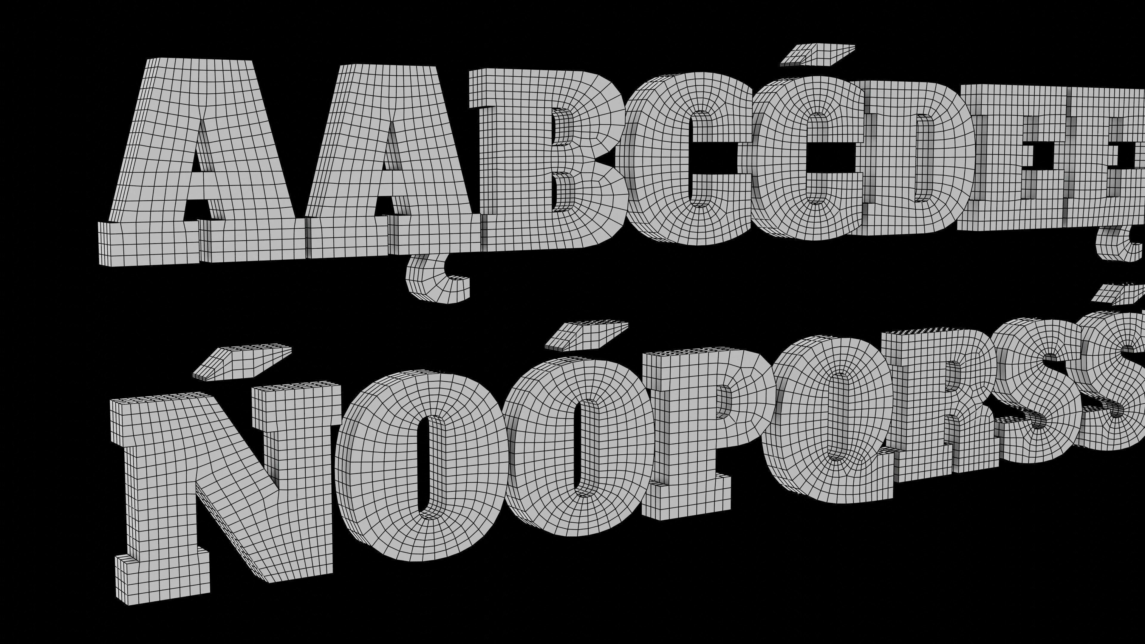 Alfa Slab One font quad topology 3D model CGTrader