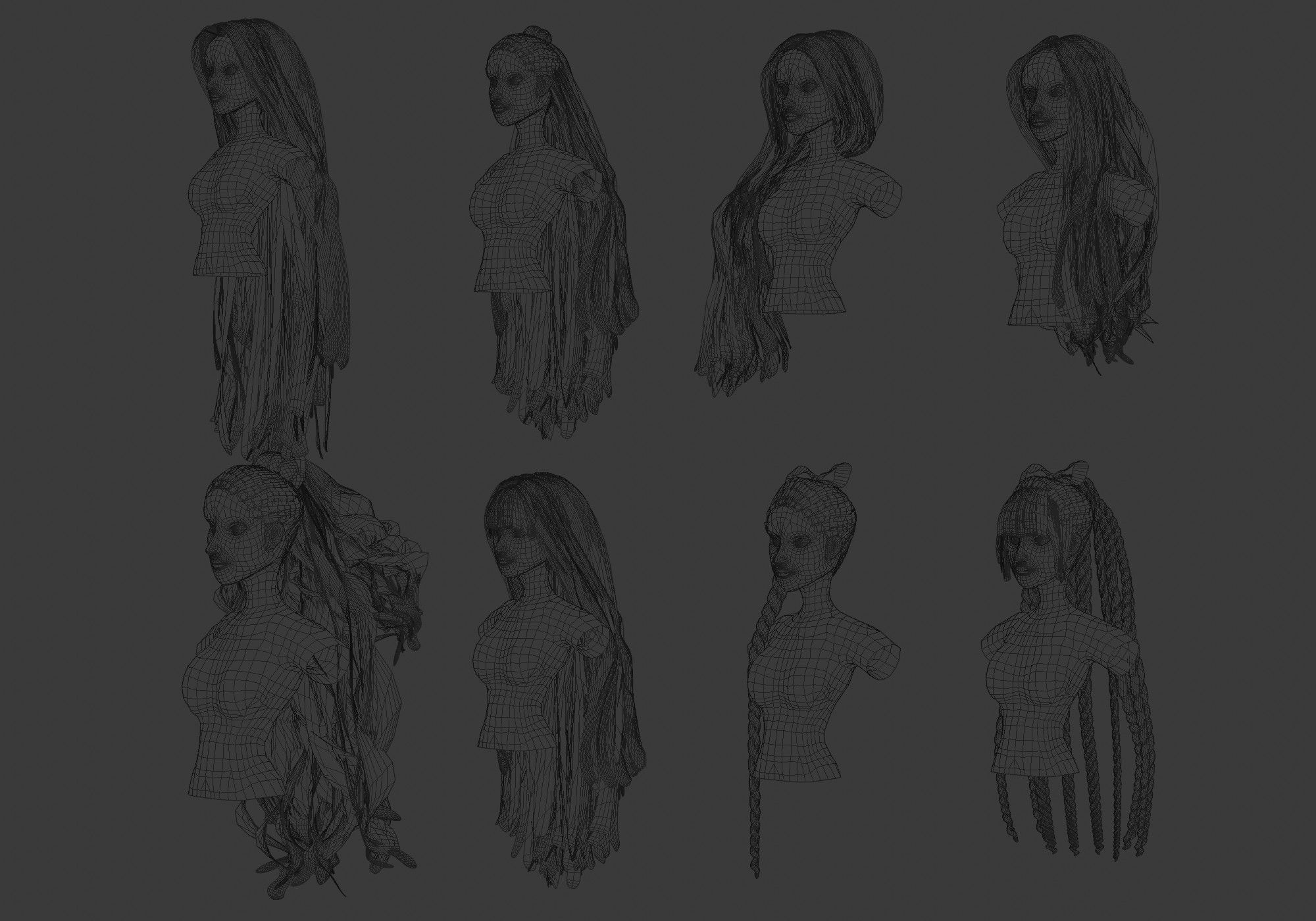Female Hair Collection 3D model_28