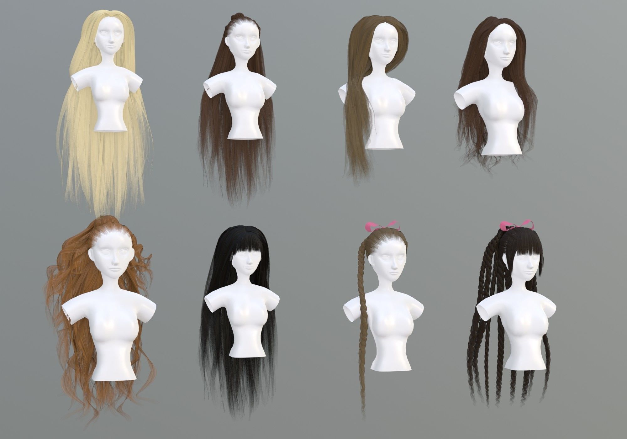 Female Hair Collection 3D model_1