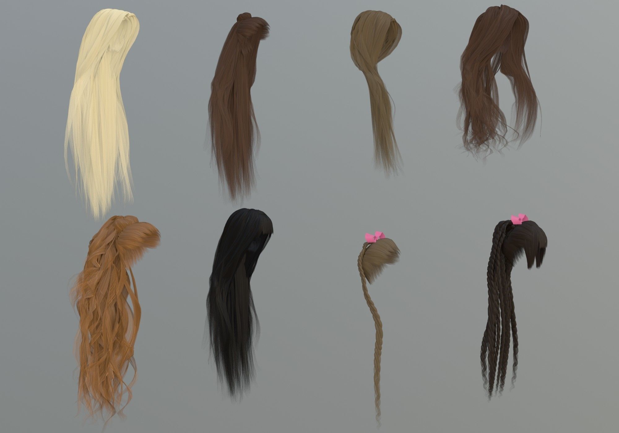 Female Hair Collection 3D model_15