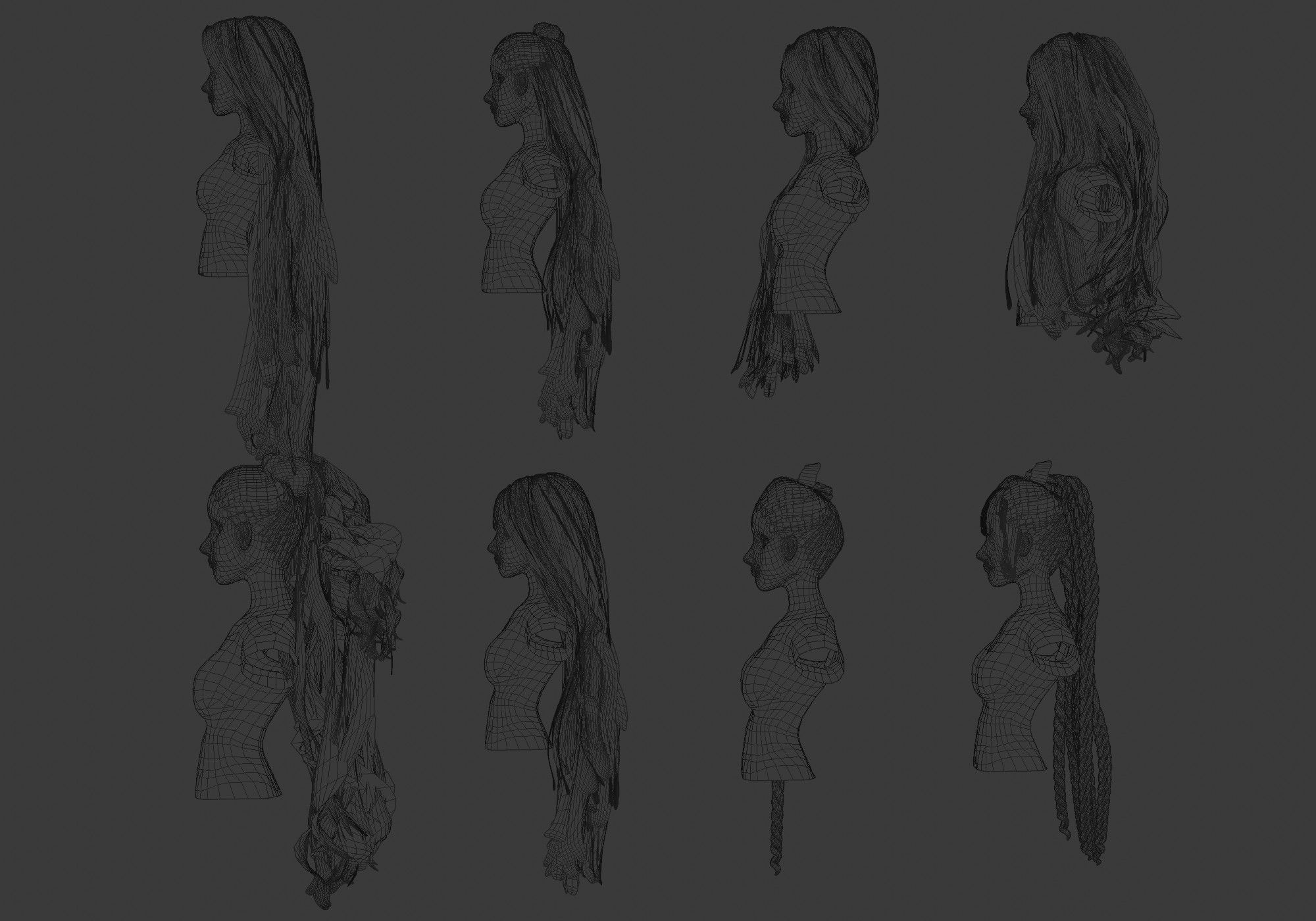 Female Hair Collection 3D model_27